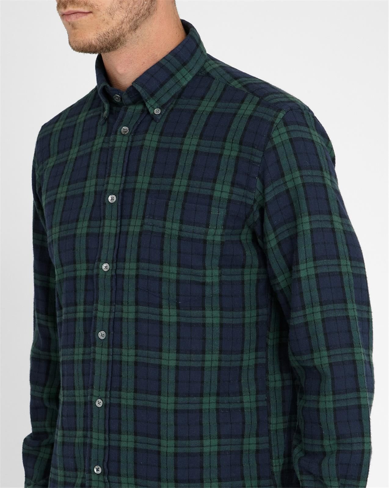 blue and green plaid shirt outfit