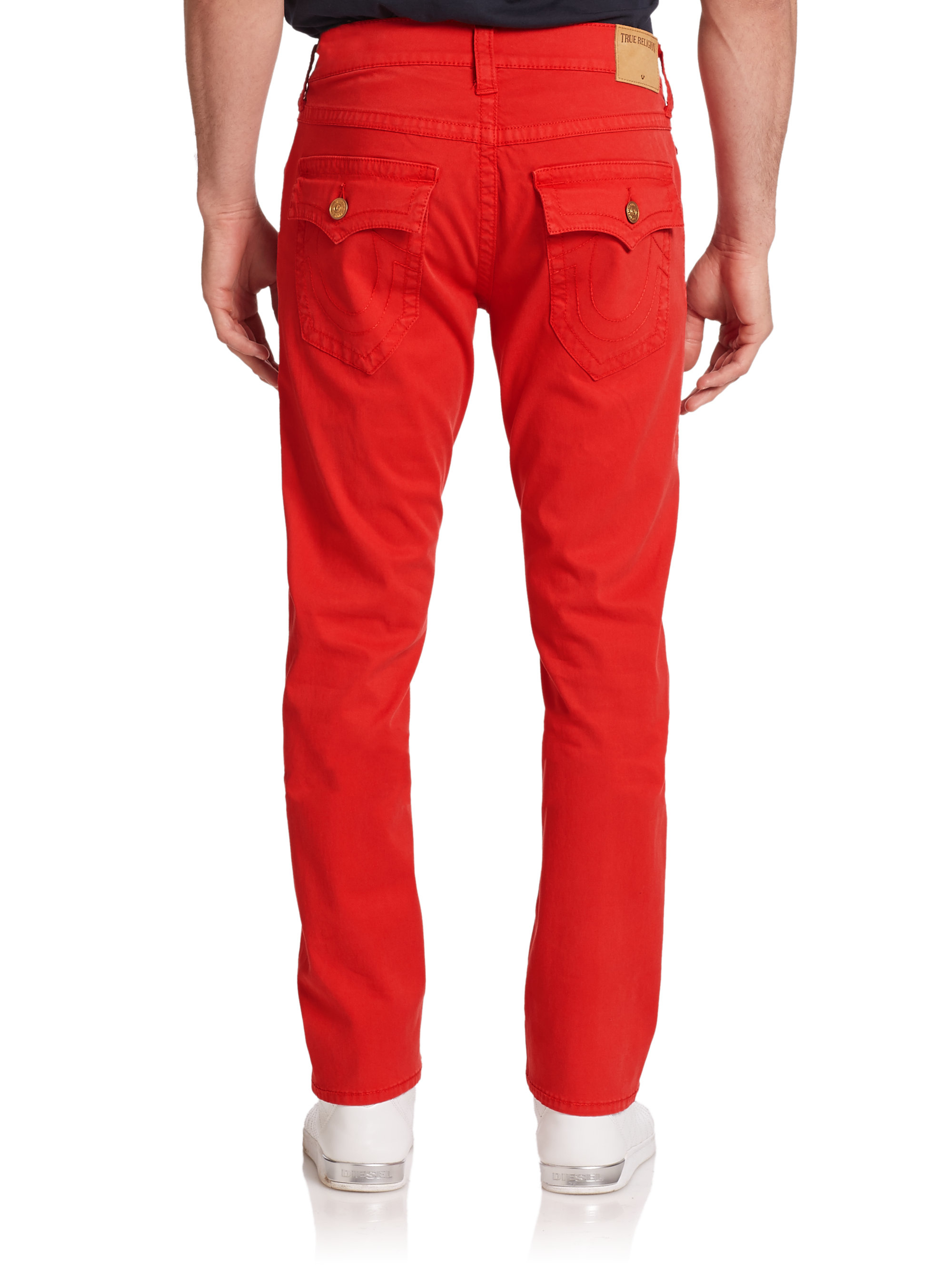Lyst - True Religion Geno Slim Straight-Leg Jeans in Red for Men
