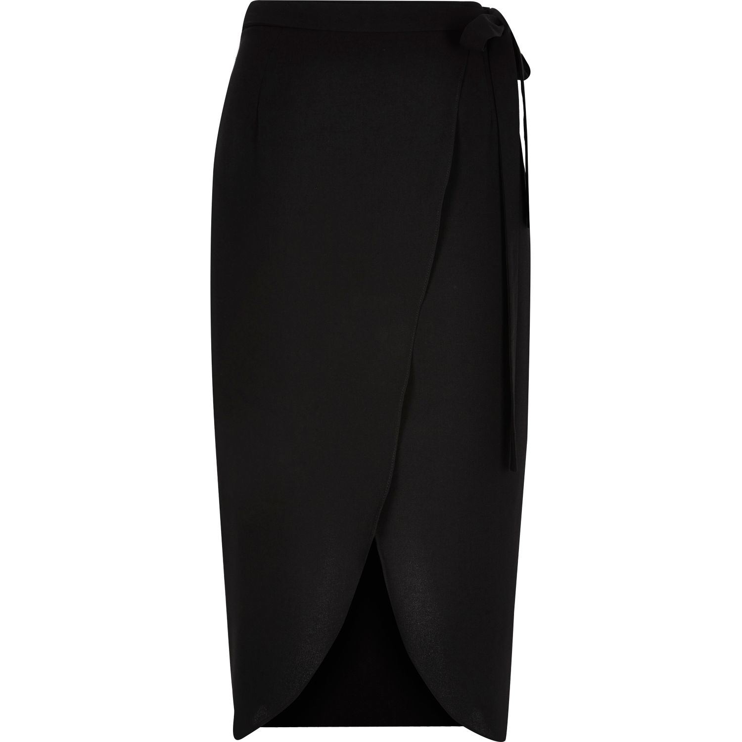 River island Black Woven Wrap Midi Skirt in Black | Lyst