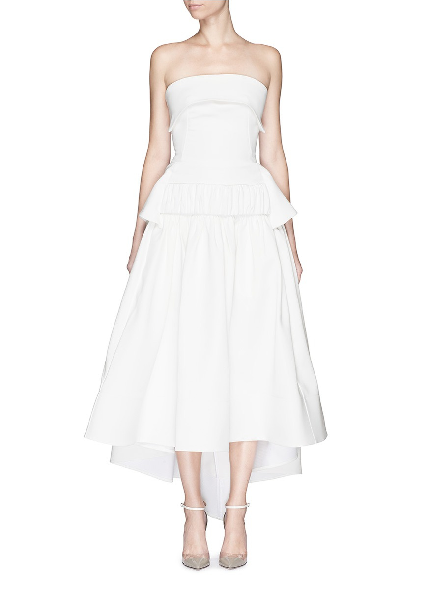 toni maticevski white endearment elastic band ruche strapless dress product 4 089216041 normal