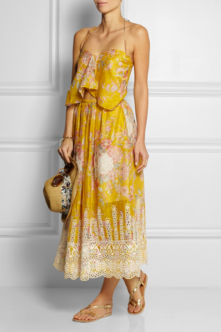 Zimmermann Confetti FloralPrint Cotton Dress in Yellow Lyst