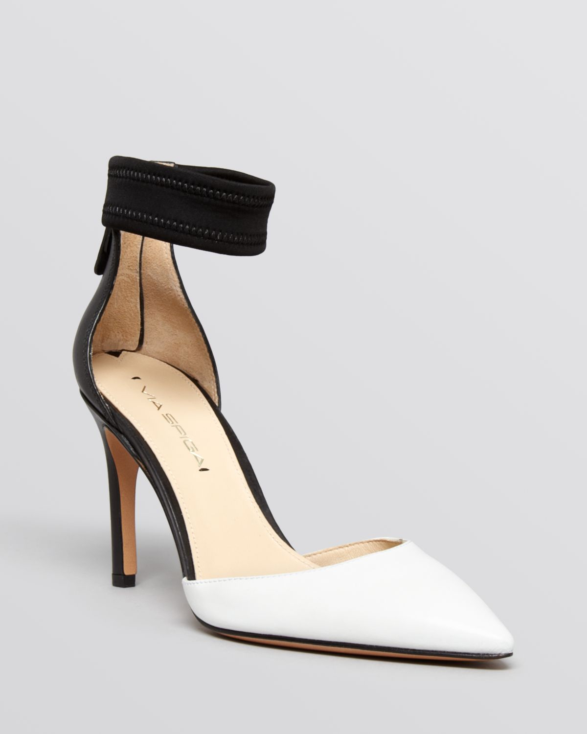 Via spiga Pointed Toe Ankle Strap Pumps Ife High Heel in White | Lyst