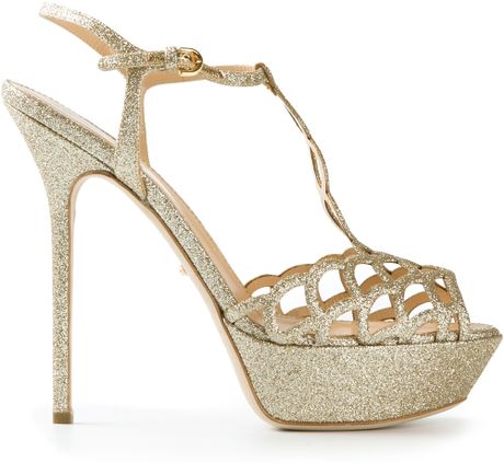 Sergio Rossi Platform Sandal in Gold (metallic) | Lyst