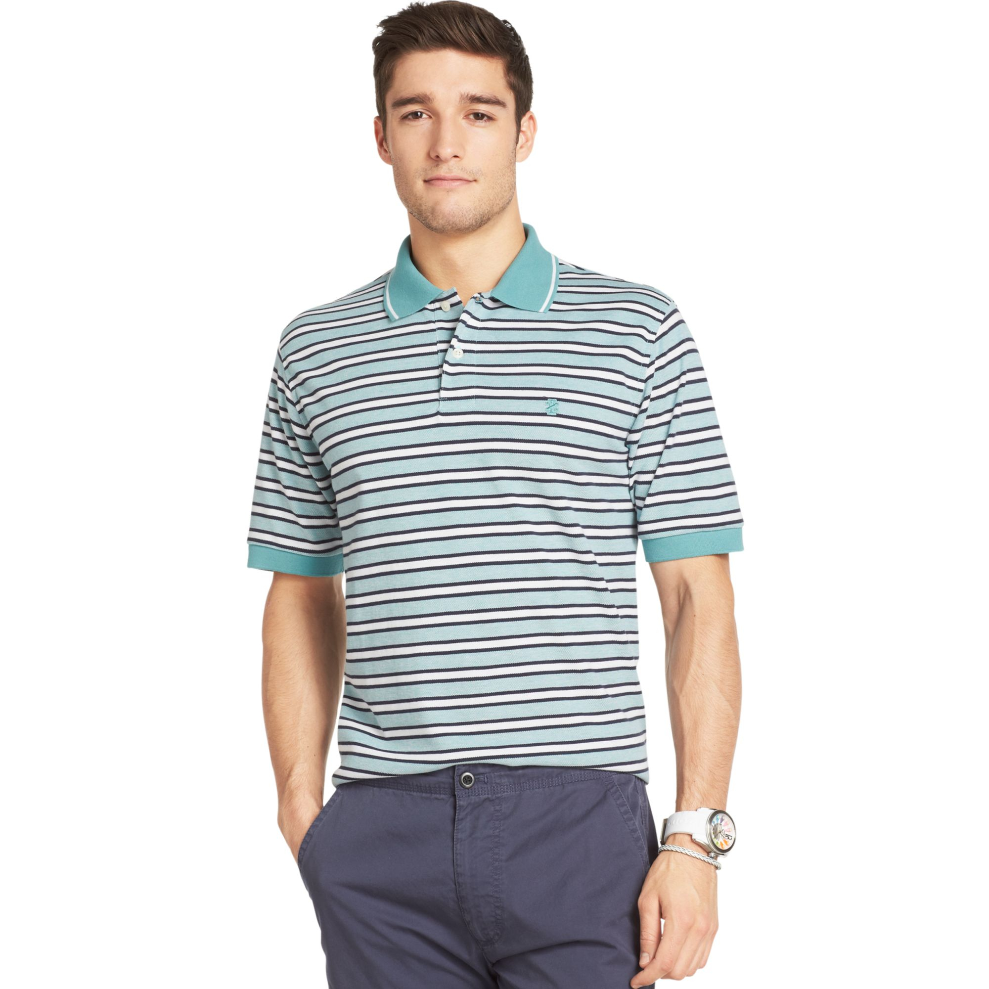 Izod Big And Tall Striped Polo in Blue for Men (Teal) | Lyst