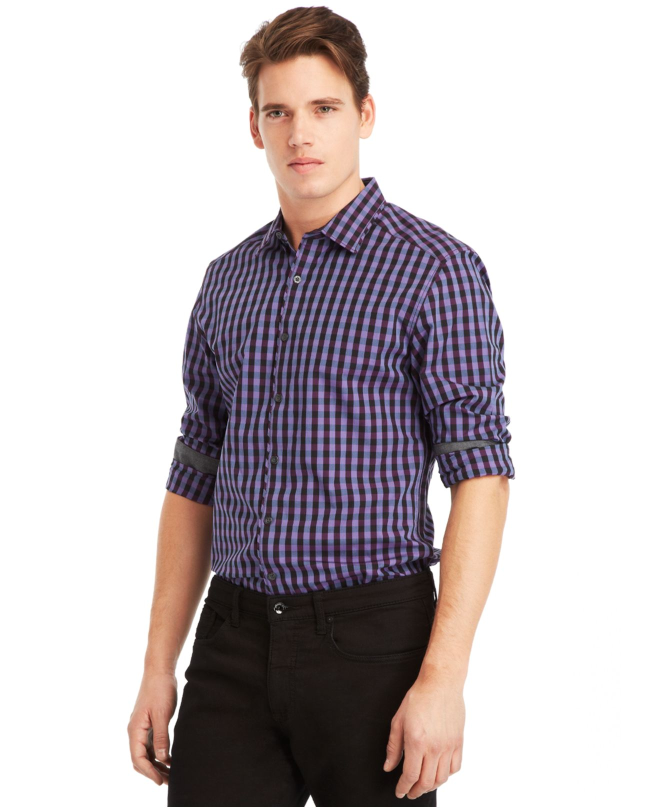 Lyst - Kenneth cole reaction Slim-Fit Iridescent Shirt in Purple for Men