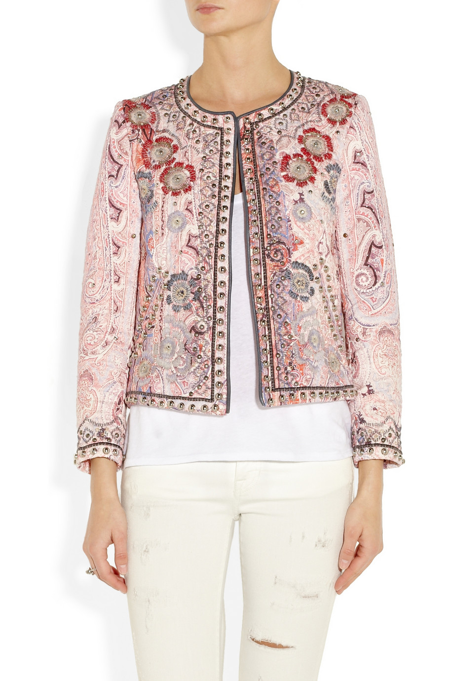 Lyst Isabel Marant Johnson Hand embellished Cotton blend Jacket in Pink
