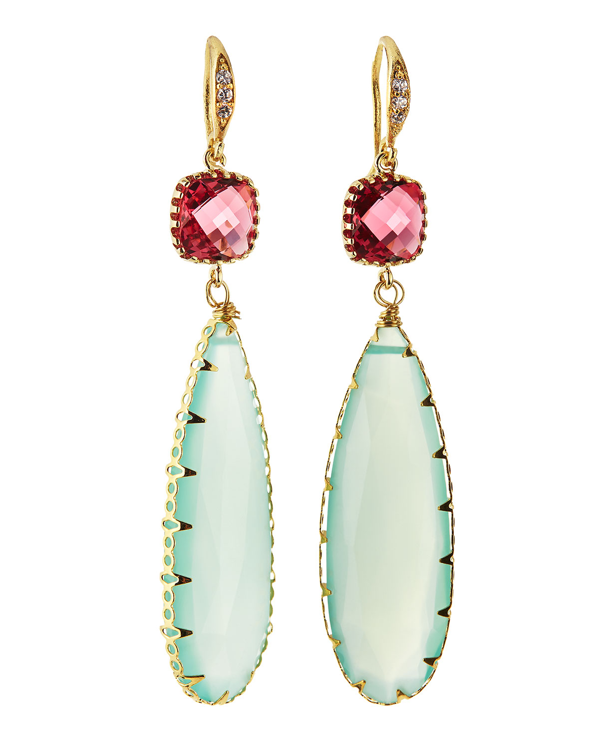 Lyst Indulgems Crystal Aqua Chalcedony Teardrop Earrings In Blue Gallery