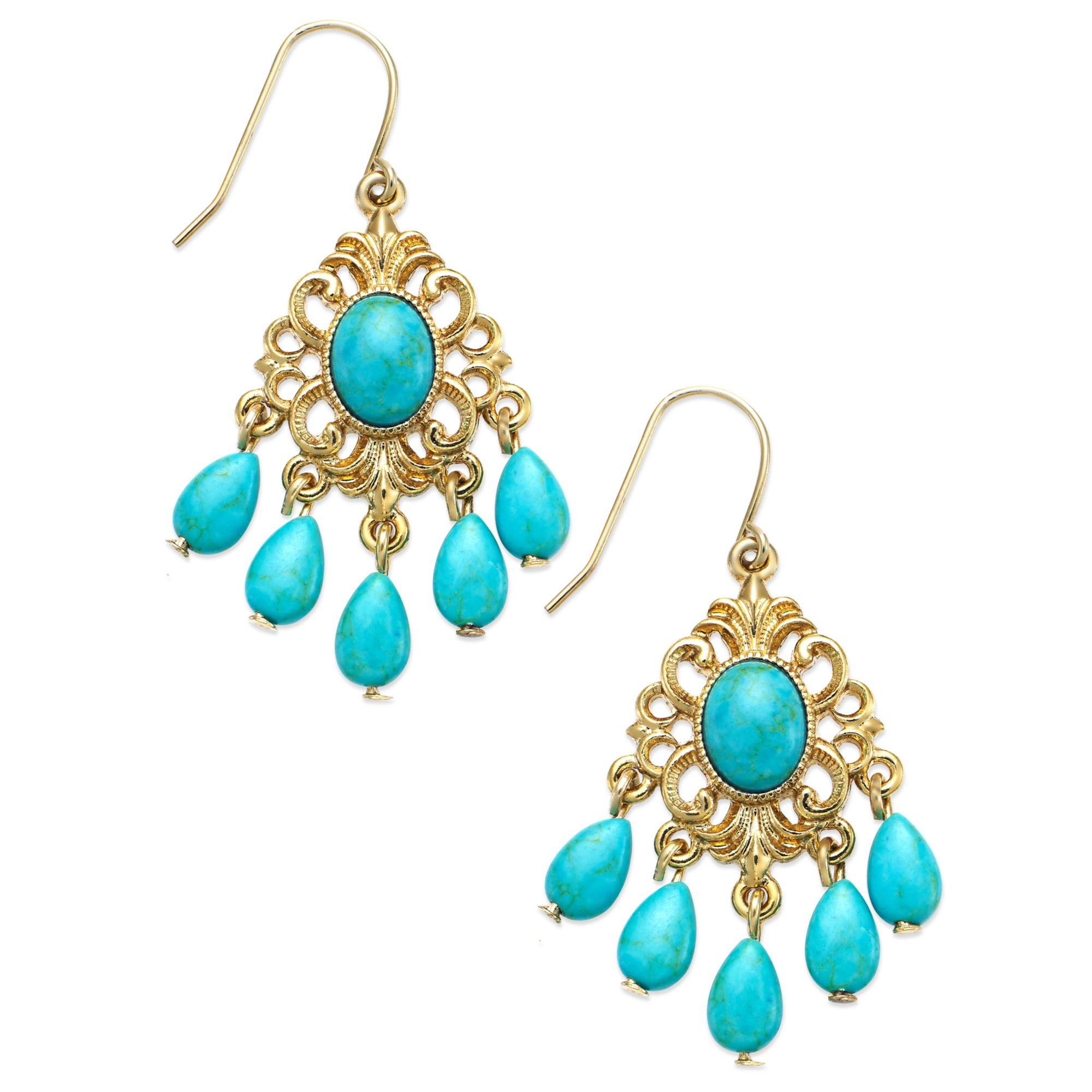 Lyst Lauren By Ralph Goldtone Turquoise Bead Small Gallery