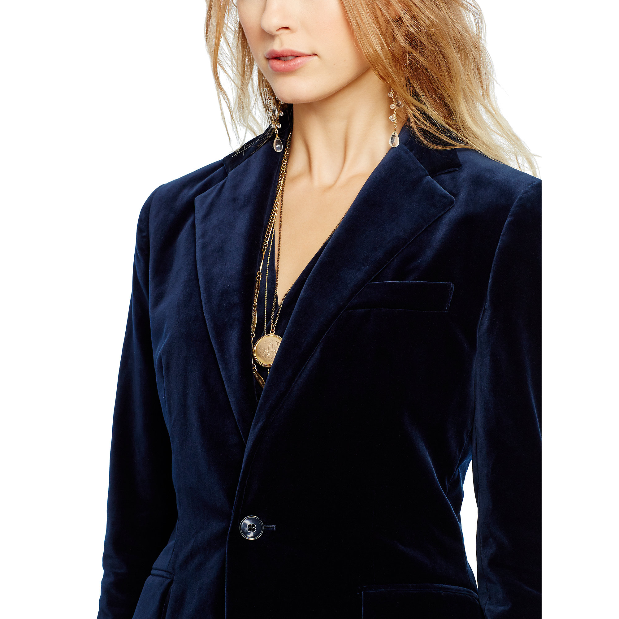 Ralph lauren Velvet TwoButton Jacket in Blue Lyst