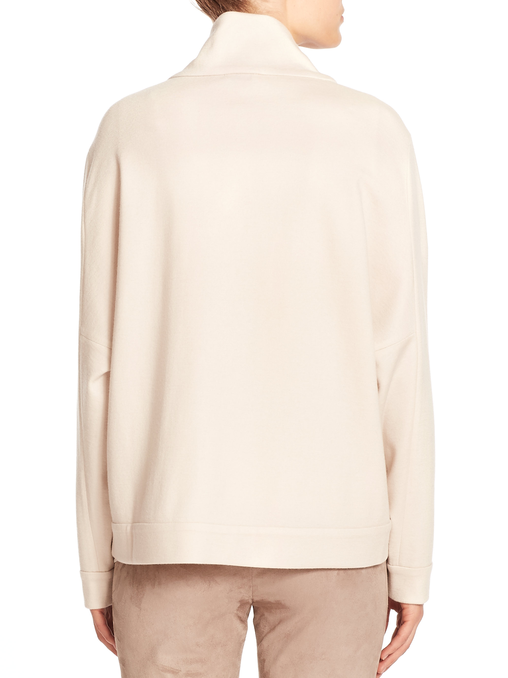 Lyst - Brunello Cucinelli Zip-neck Cashmere Sweater in White