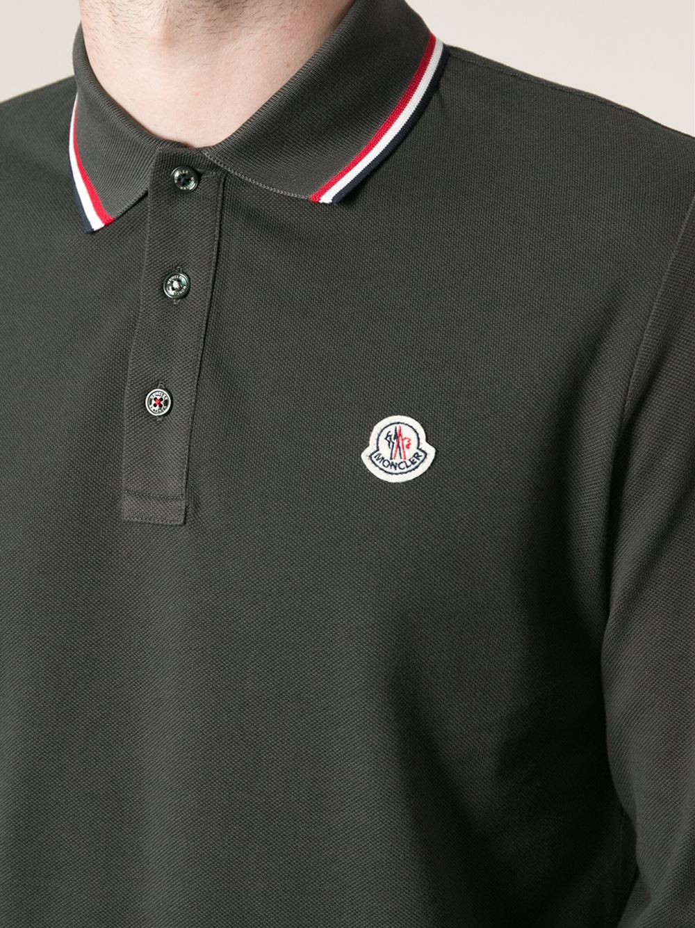 moncler long sleeve polo green moncler long sleeve polo green