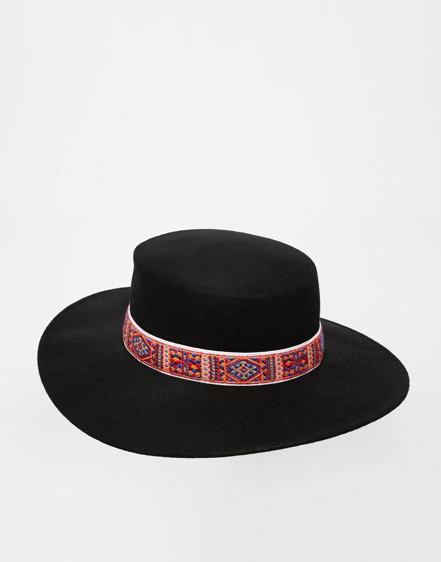 Lyst Catarzi Wide Brim Matador Hat With Embroidered Trim in Black