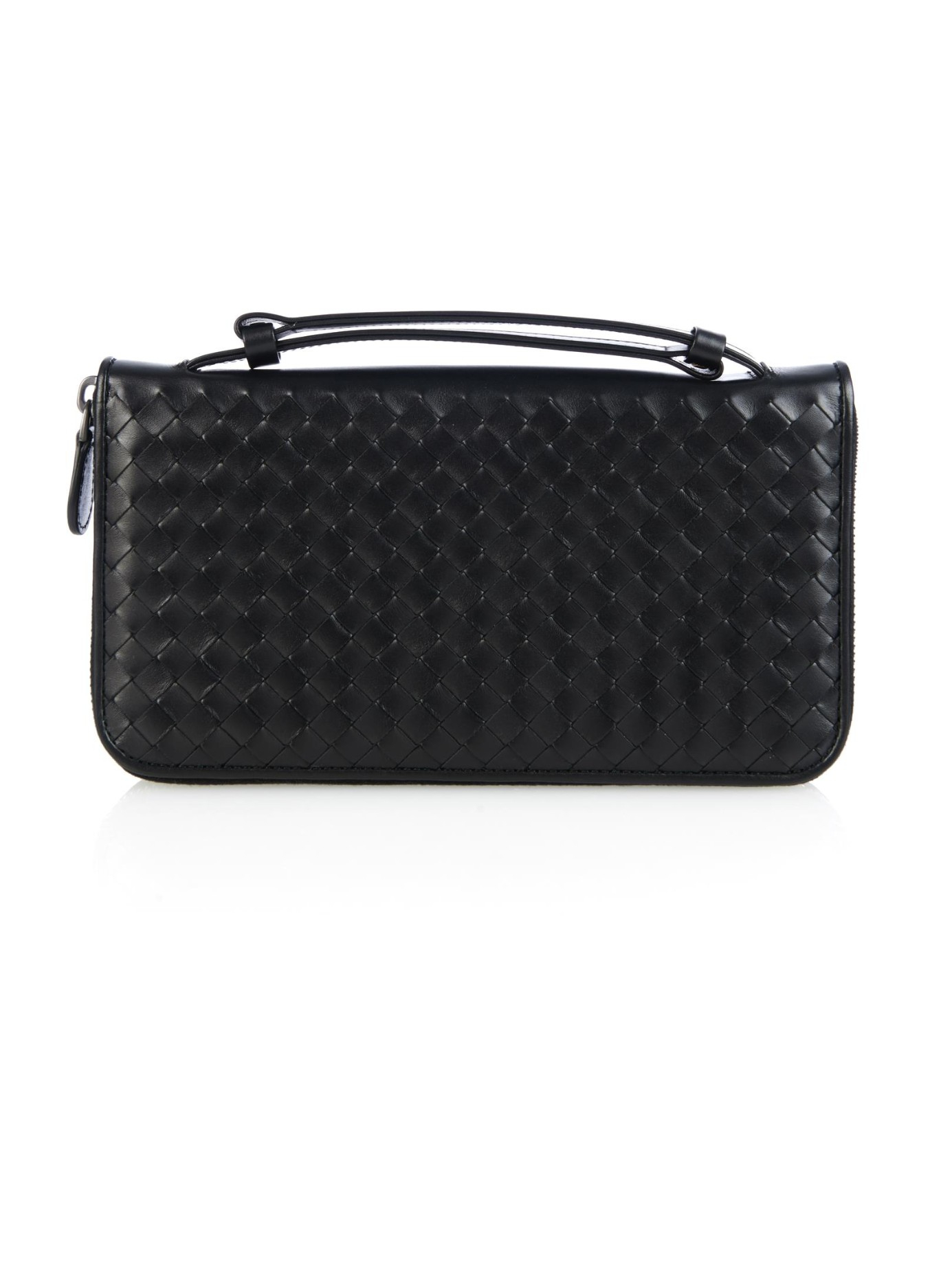 Bottega veneta Intrecciato Leather Travel Wallet in Black for Men | Lyst