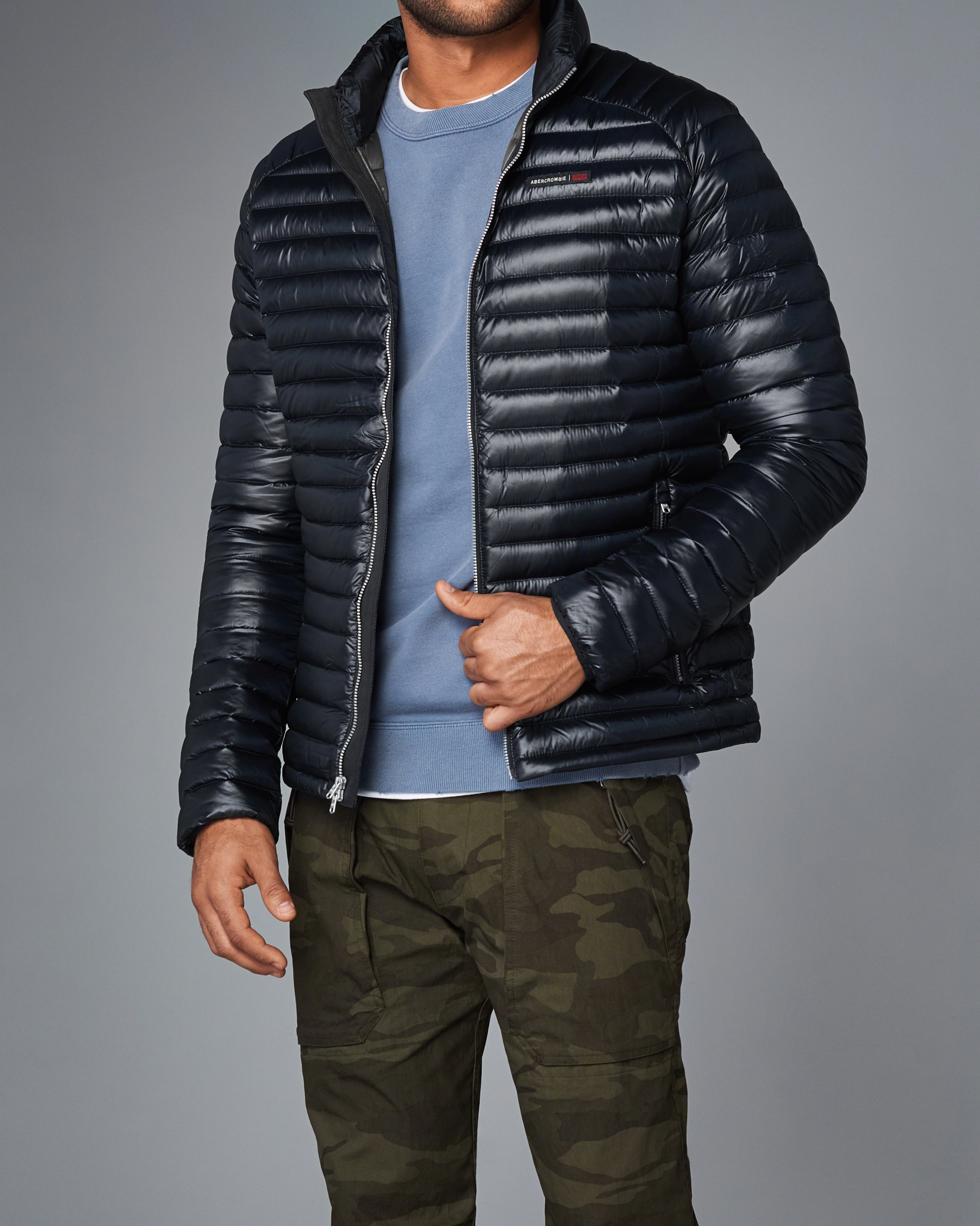 abercrombie long stretch down puffer coat