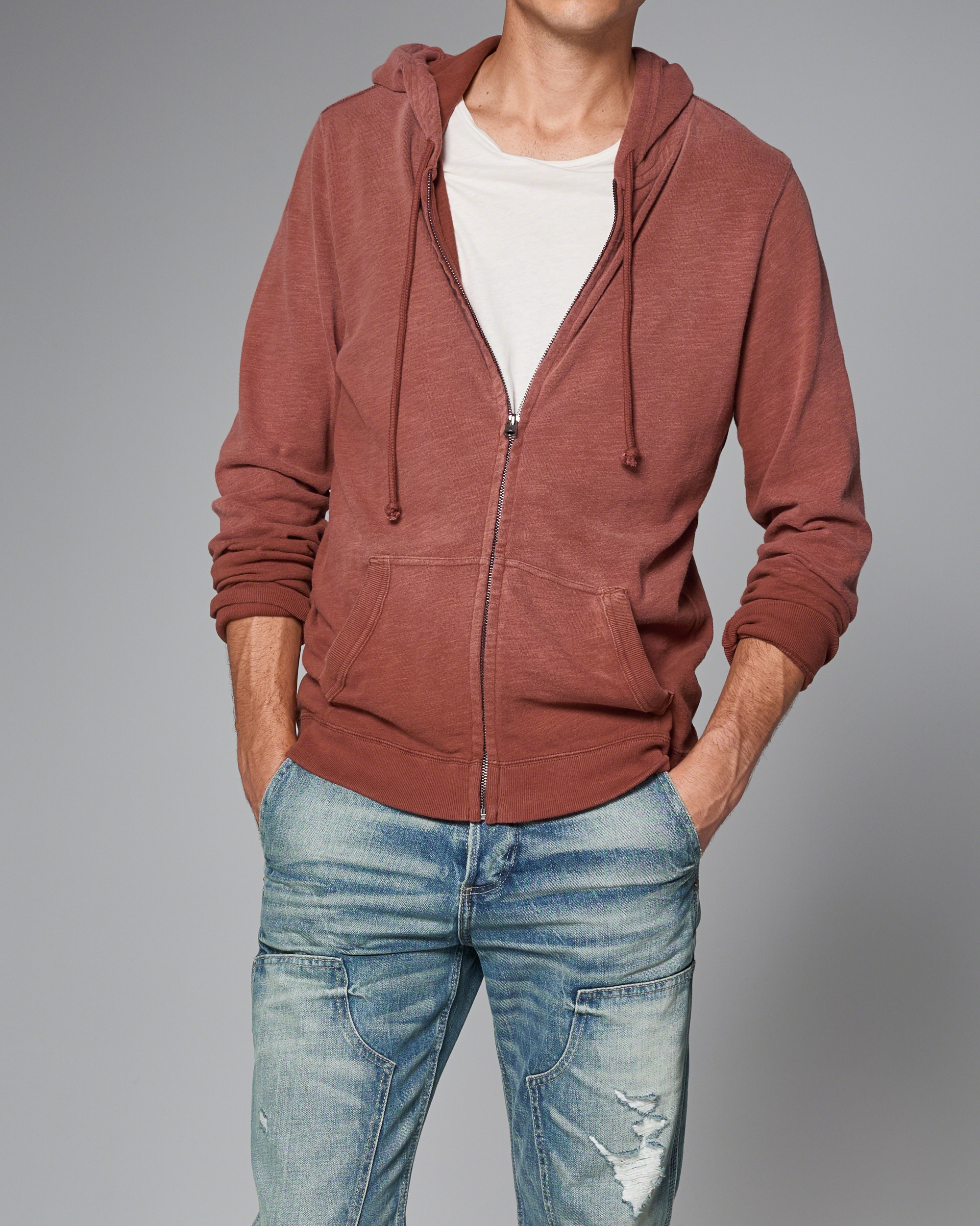 abercrombie crew neck zip sweater