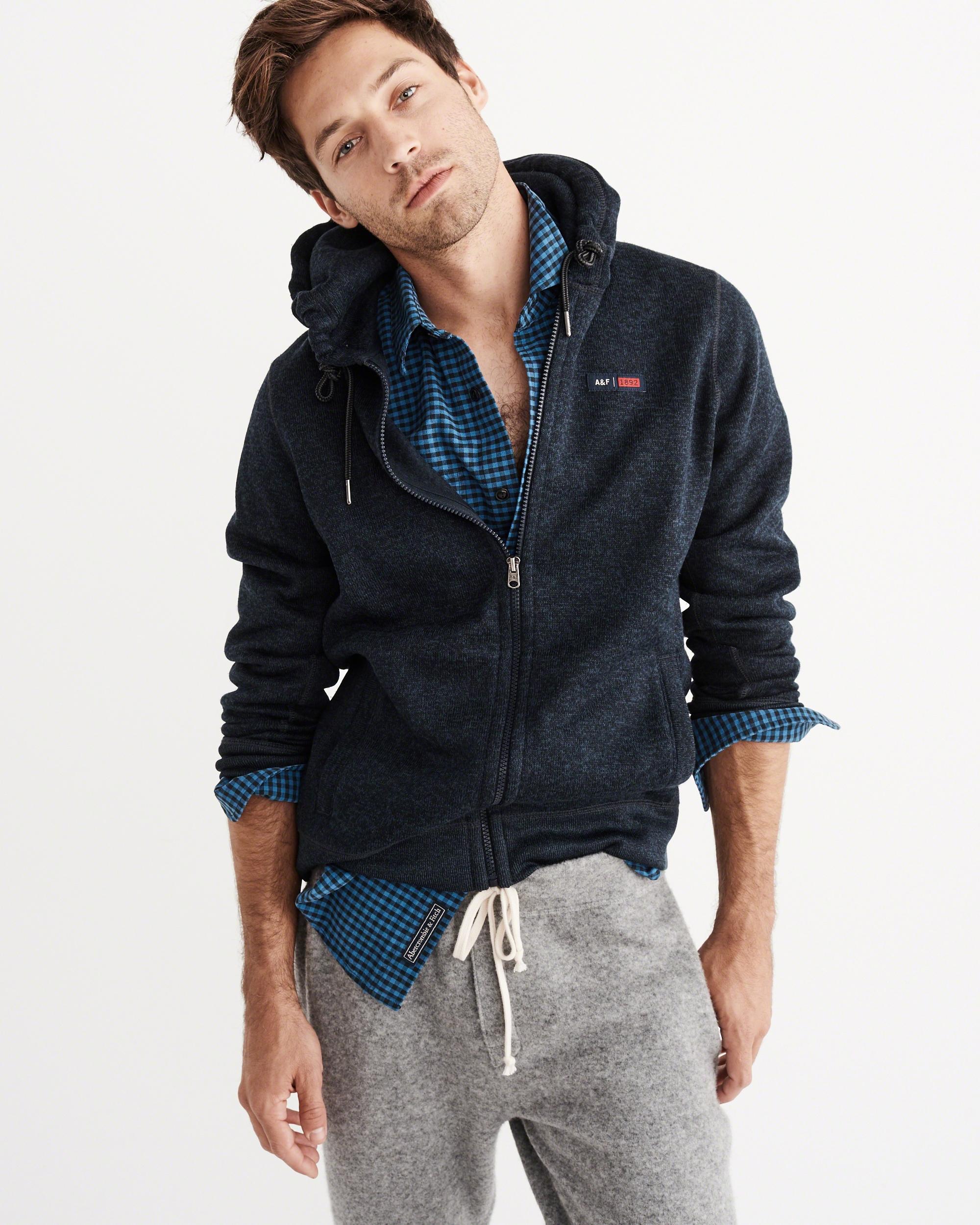 Lyst - Abercrombie & fitch Sweater Fleece Full-zip Hoodie in Blue for Men