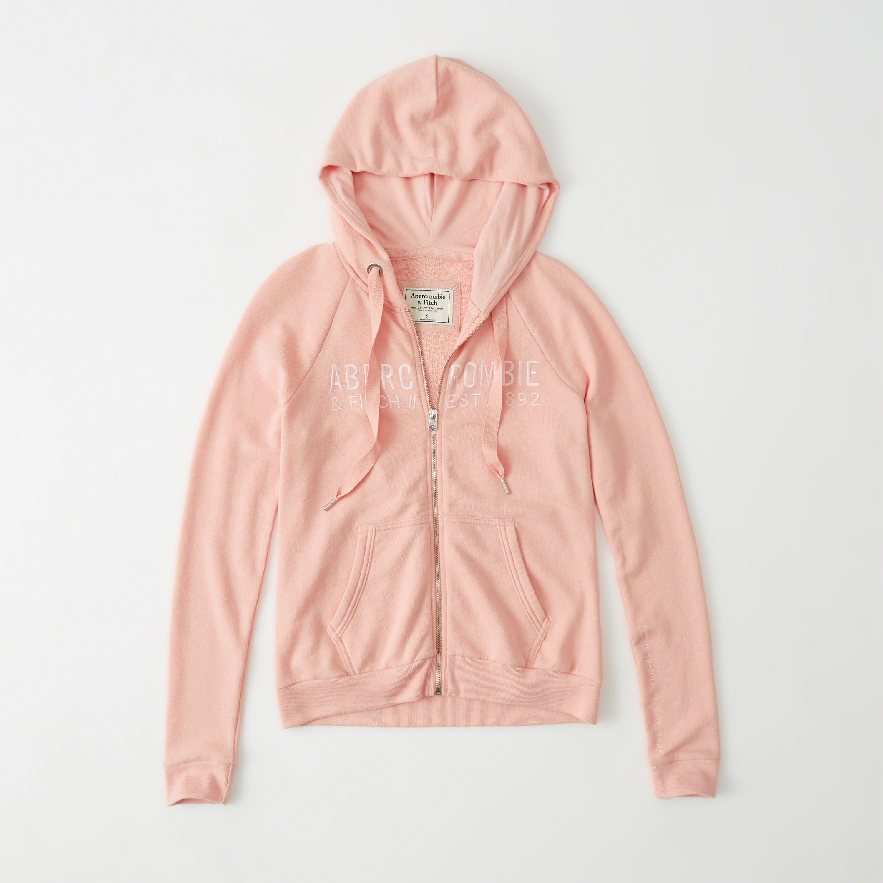 Abercrombie & fitch Logo Graphic Full-zip Hoodie in Pink - Save 37% | Lyst