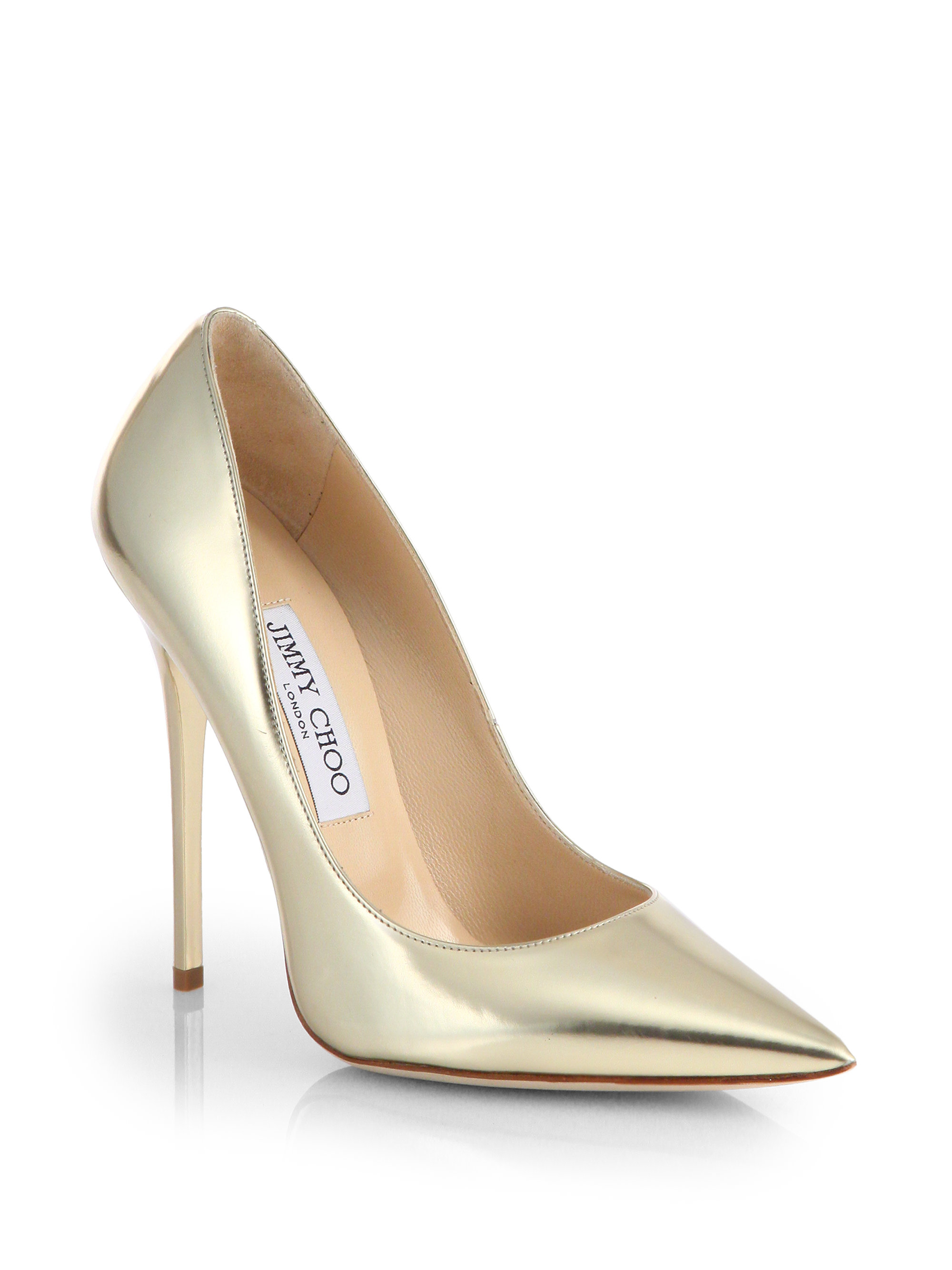 Jimmy choo Anouk Metallic Leather Point Toe Pumps in Metallic | Lyst