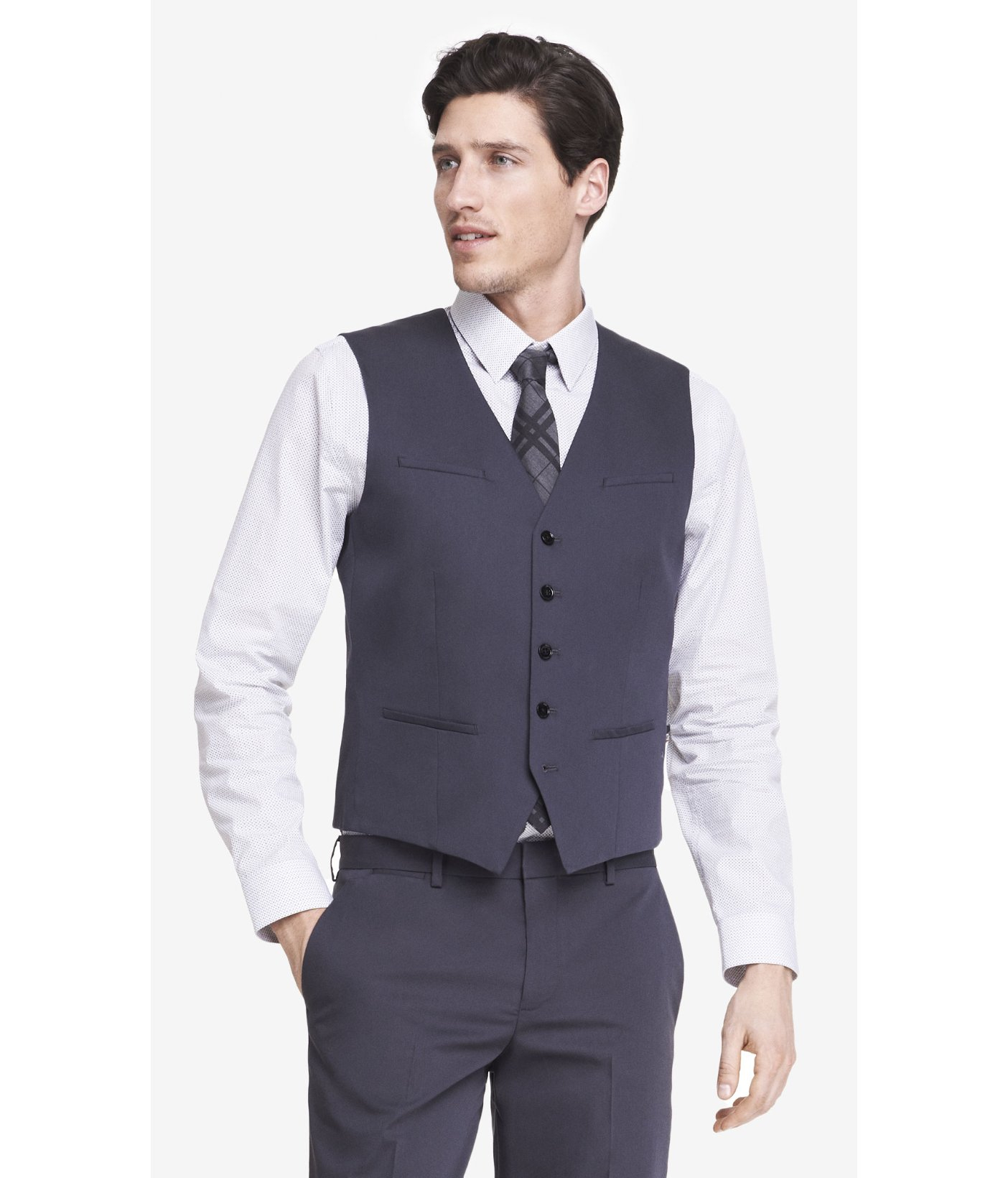 Lyst Express Modern Producer Cotton Sateen Gray Suit Vest in Gray for Men