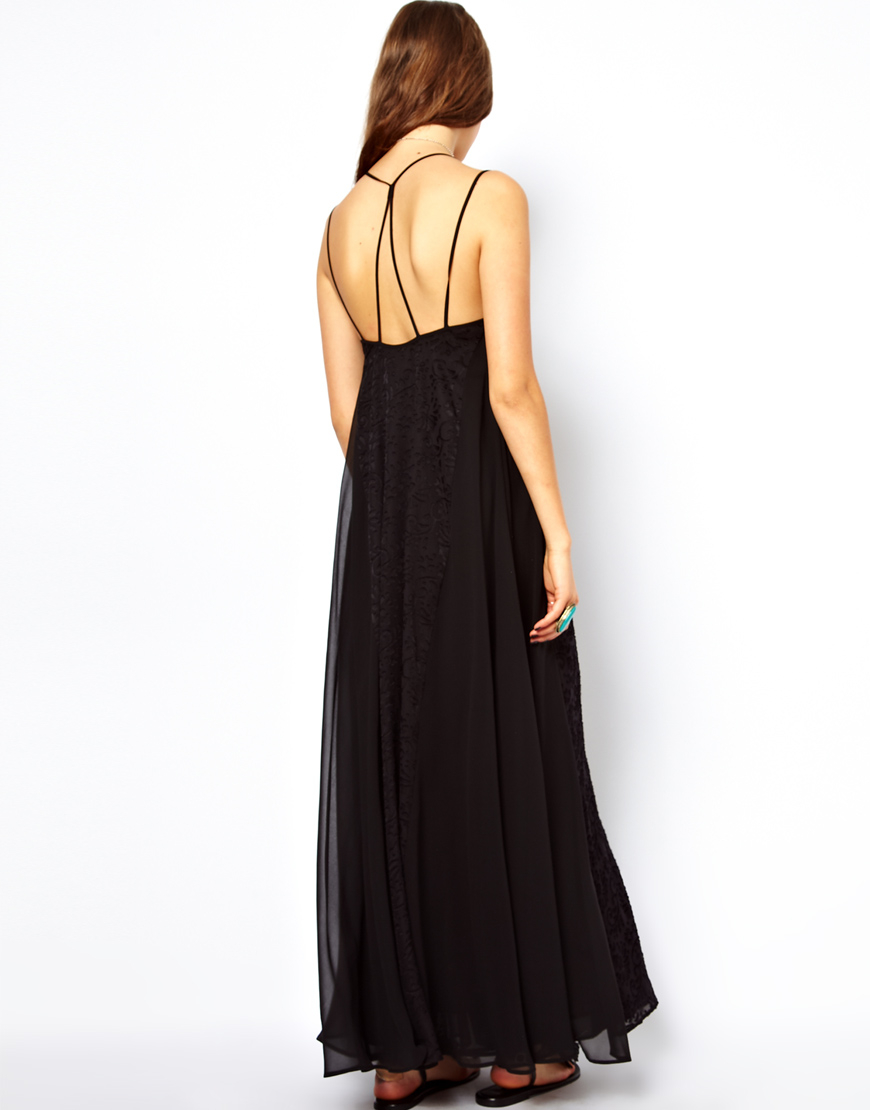 Lyst - Asos Maxi Cami Burnout Dress in Black