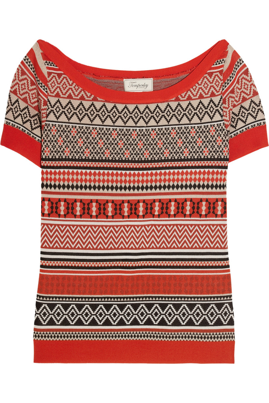 Lyst - Temperley London Mimi Stretch Jacquard-Knit Top in Red