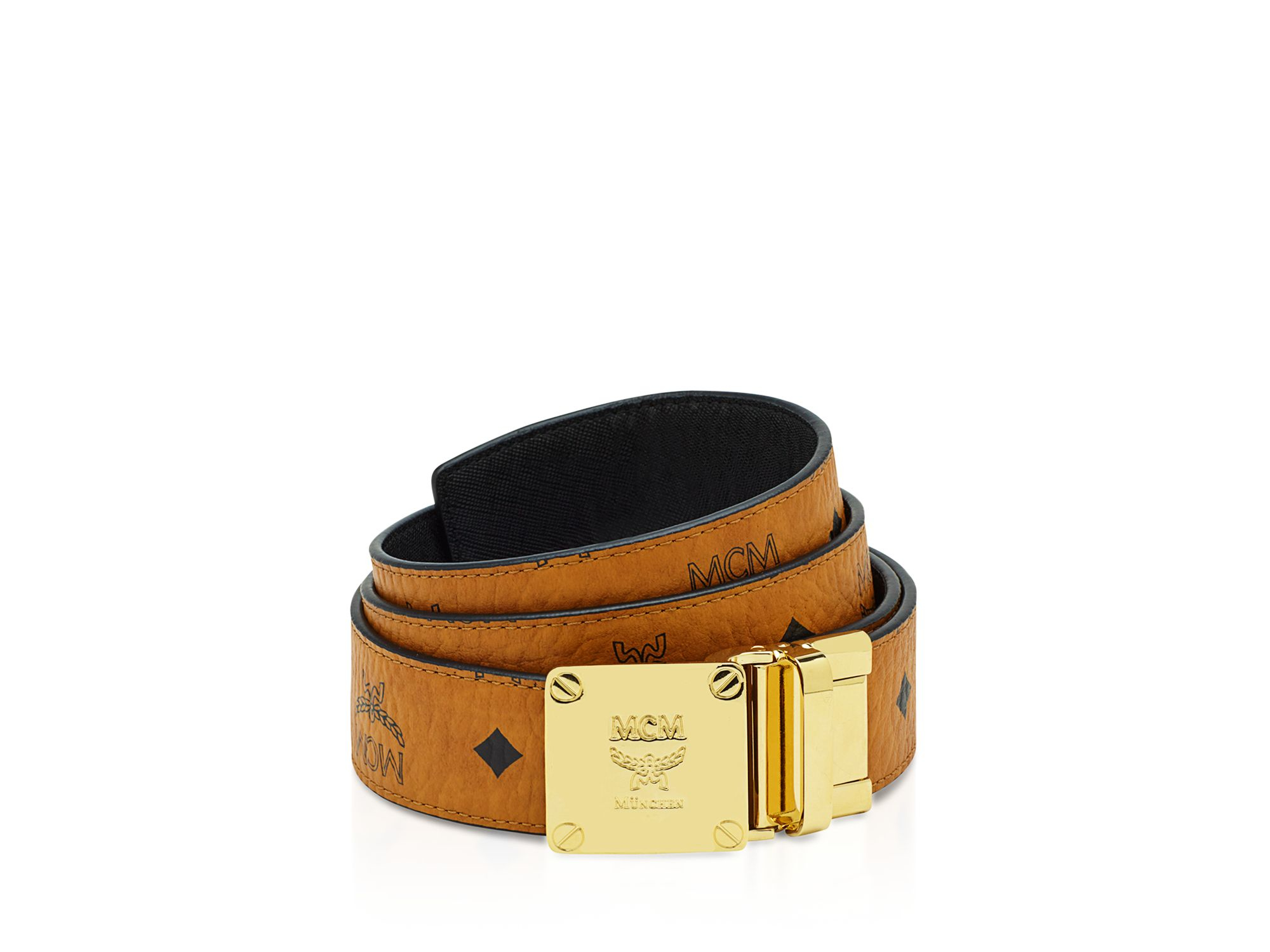 Mcm Visetos Reversible Signature Belt in Black for Men | Lyst