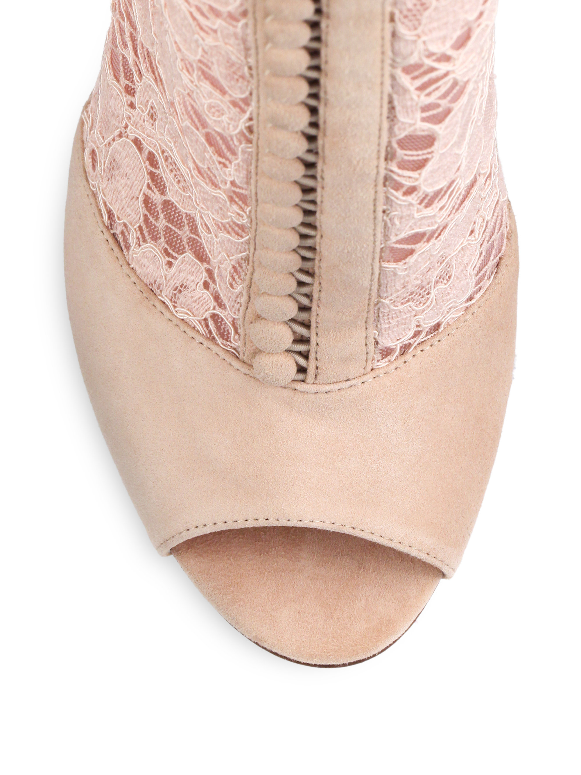 blush lace up booties