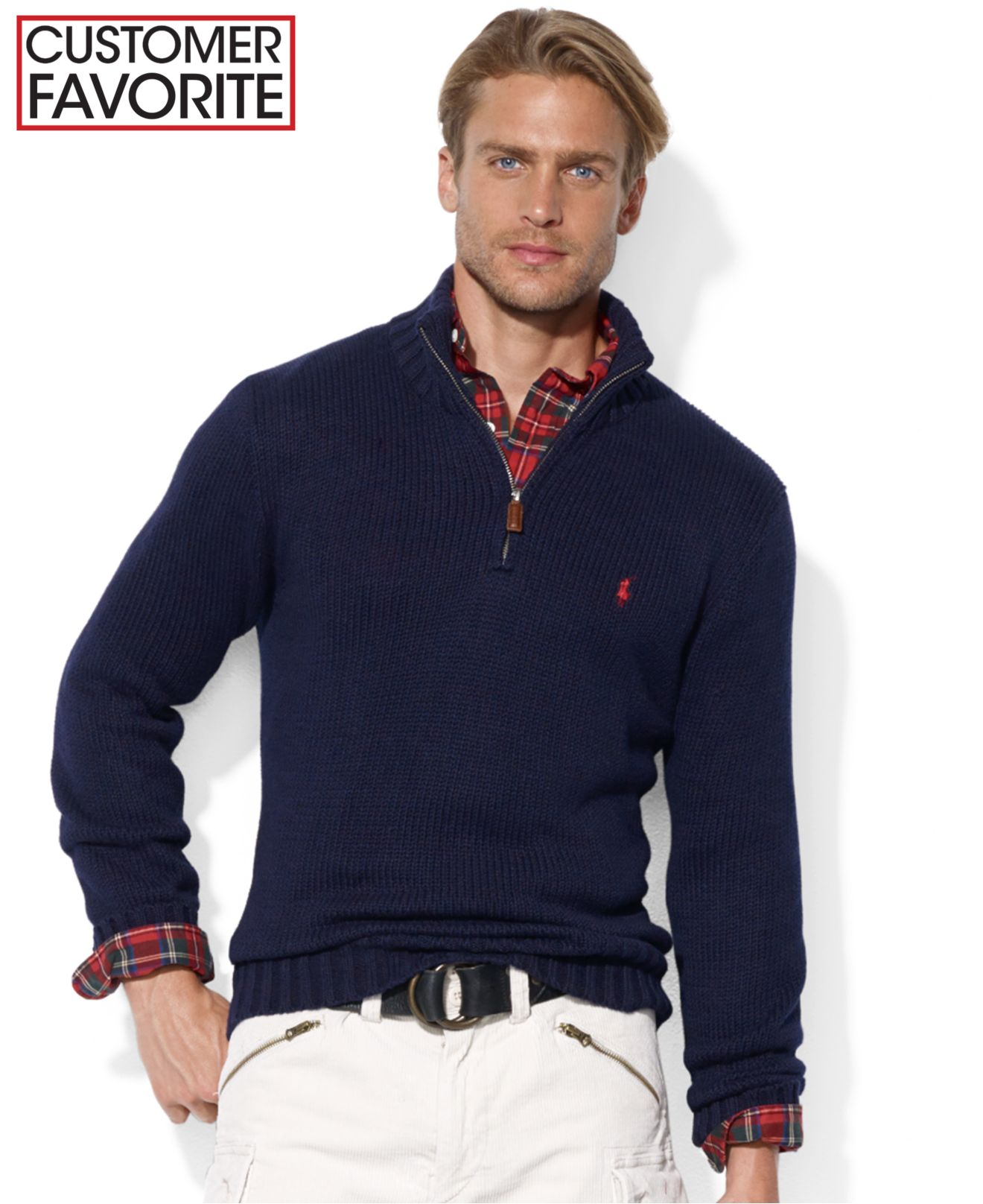 Polo ralph lauren High-Twist Cotton Half-Zip Mockneck Sweater in ...