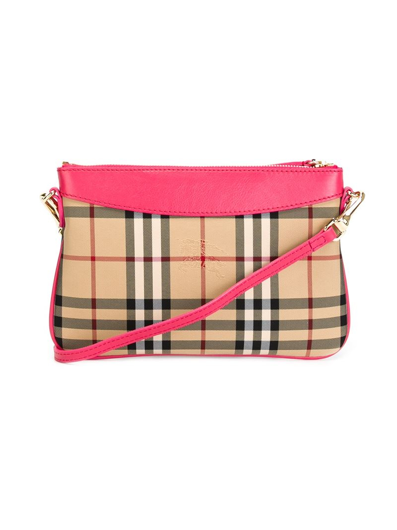 Lyst - Burberry Horseferry Check Crossbody Bag in Pink