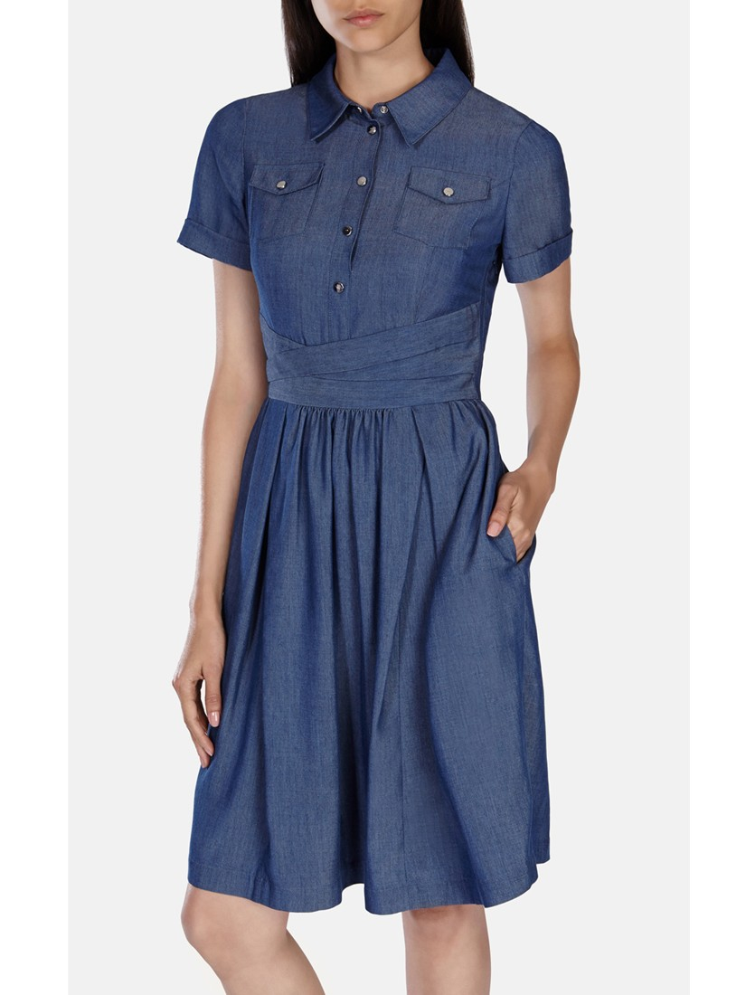  Karen  millen  Karen  Denim Shirt  Dress  in Blue Lyst