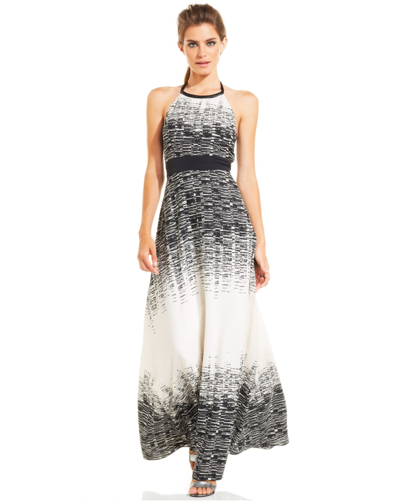 Lyst - Vince Camuto Graphicprint Halter Maxi Dress in White