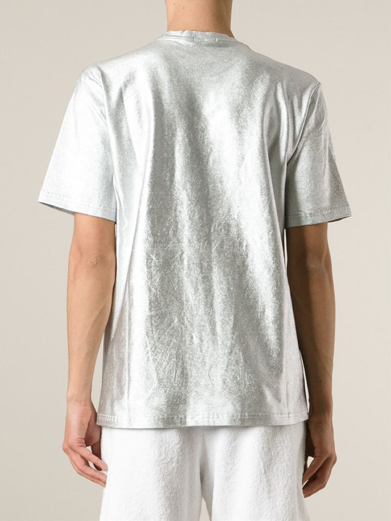 silver metallic t shirt