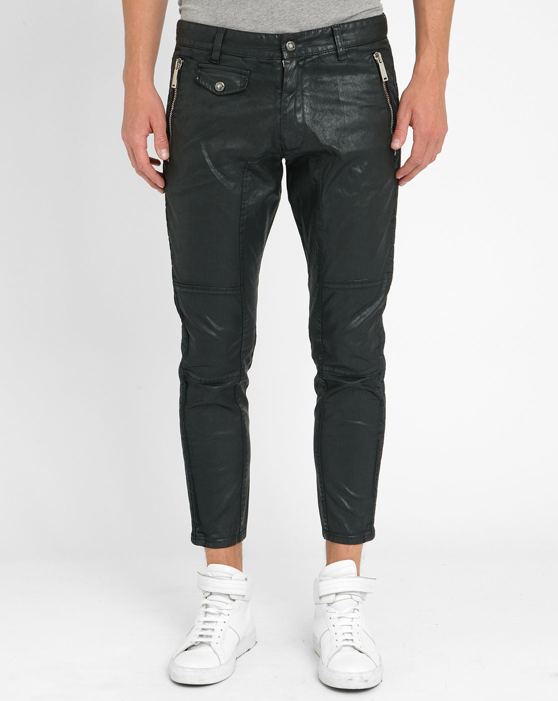 Dsquared² Black Biker Waxed Denim Multizip Jeans in Black for Men | Lyst