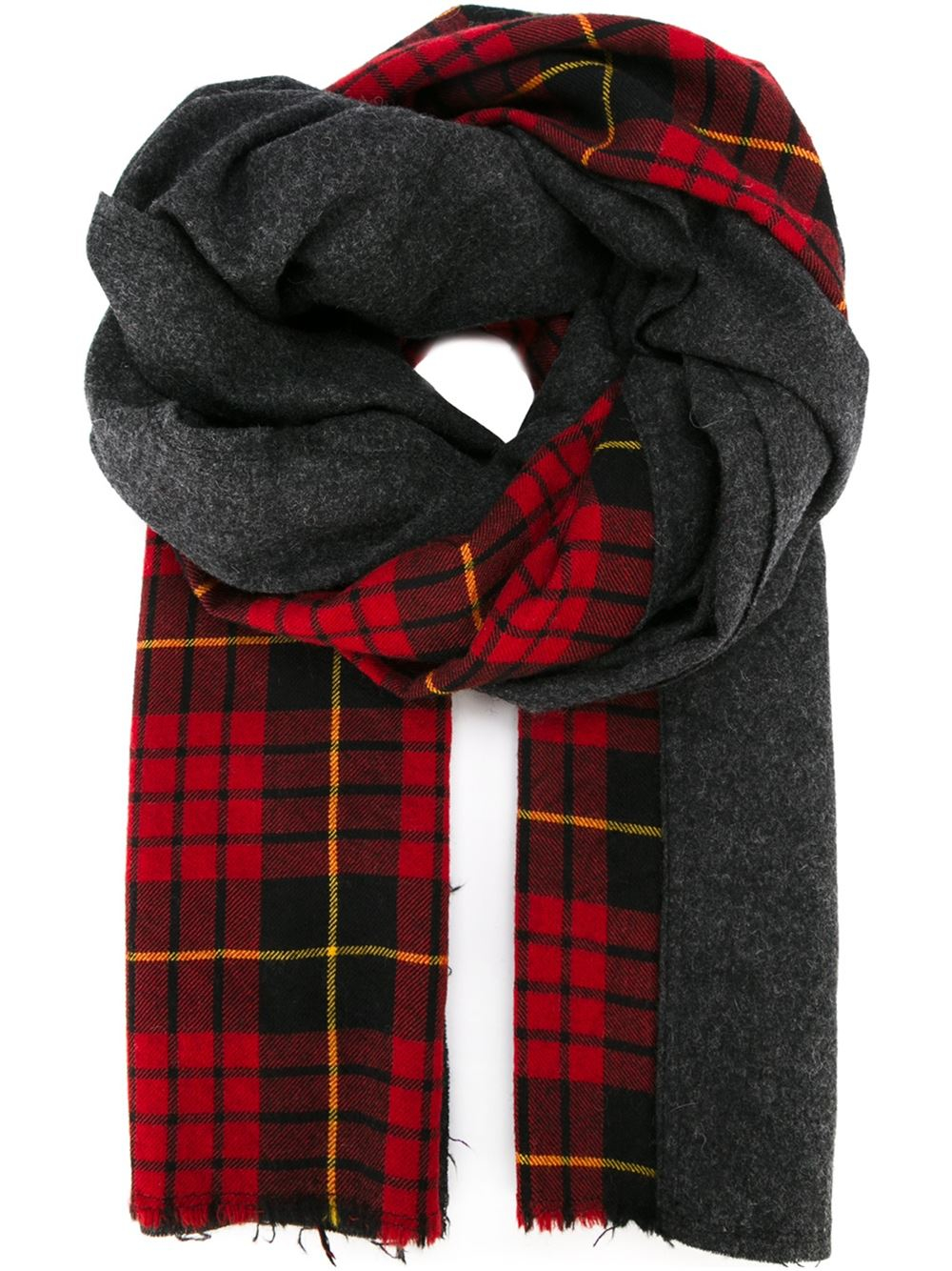 Comme Des Garçons Plaid Panel Scarf in Red for Men (grey ...