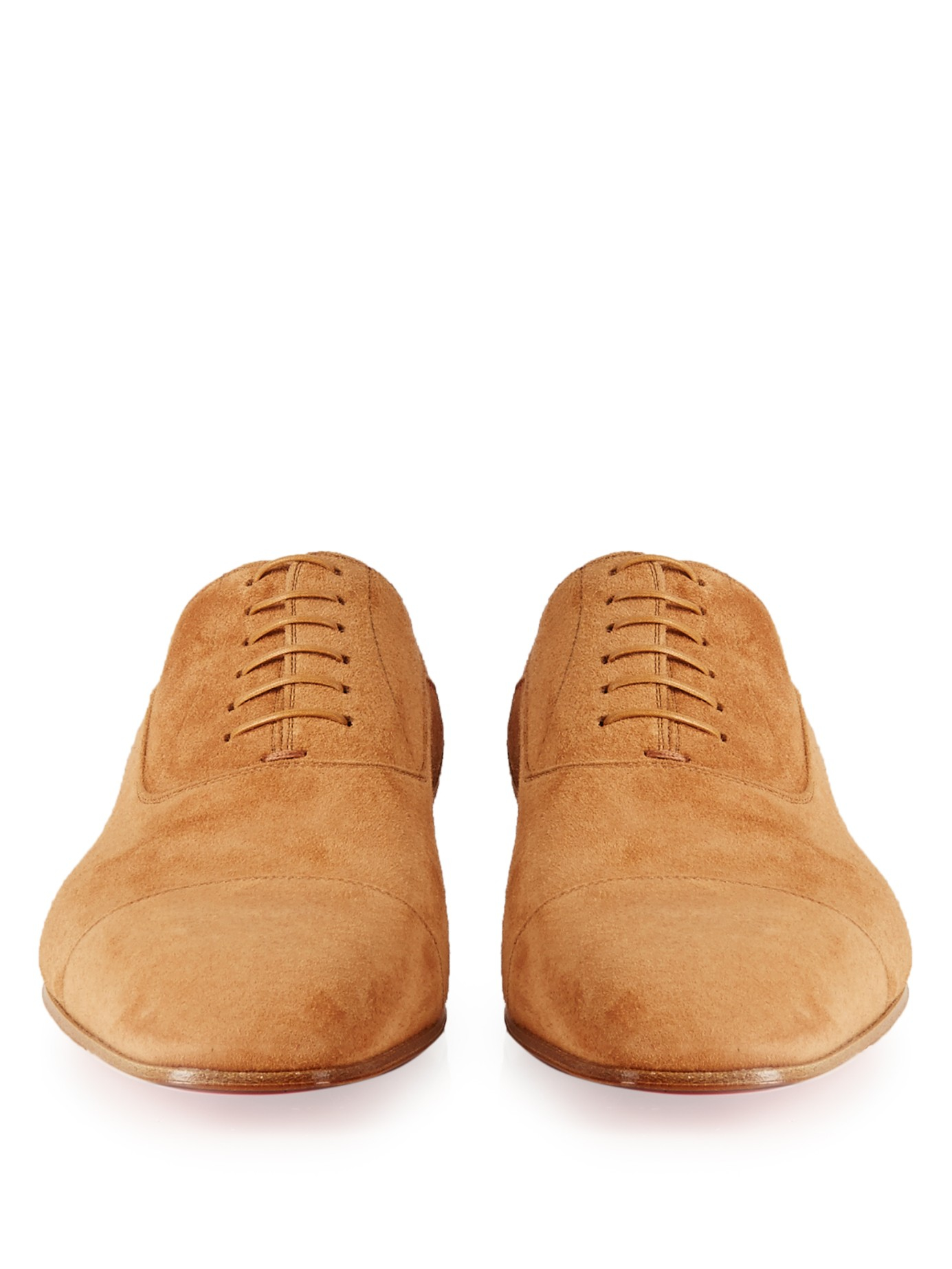 christian louboutin taupe suede greggo flat oxfords