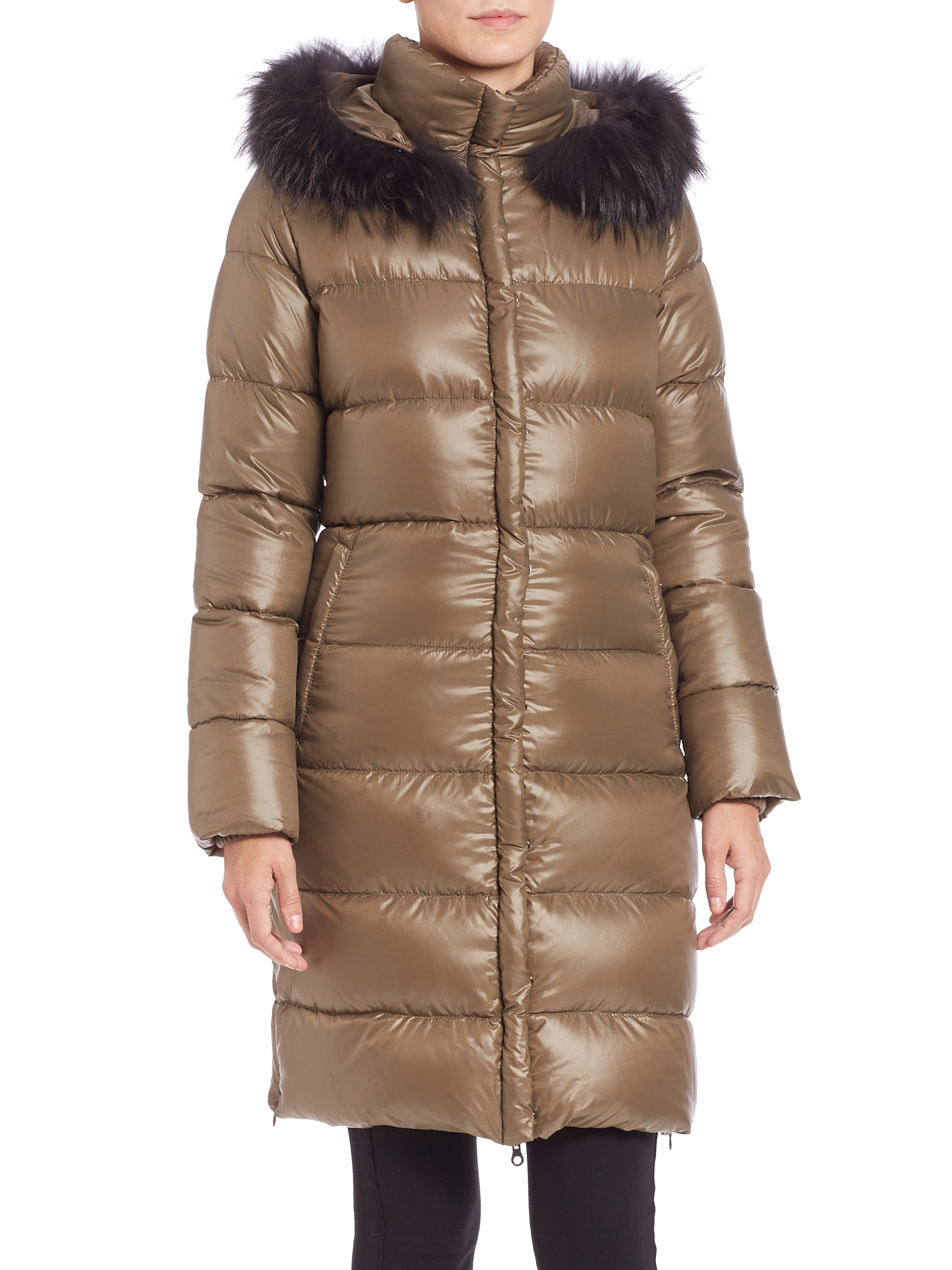 Duvetica Deneb Fur-trimmed Long Down Puffer Coat in Natural | Lyst