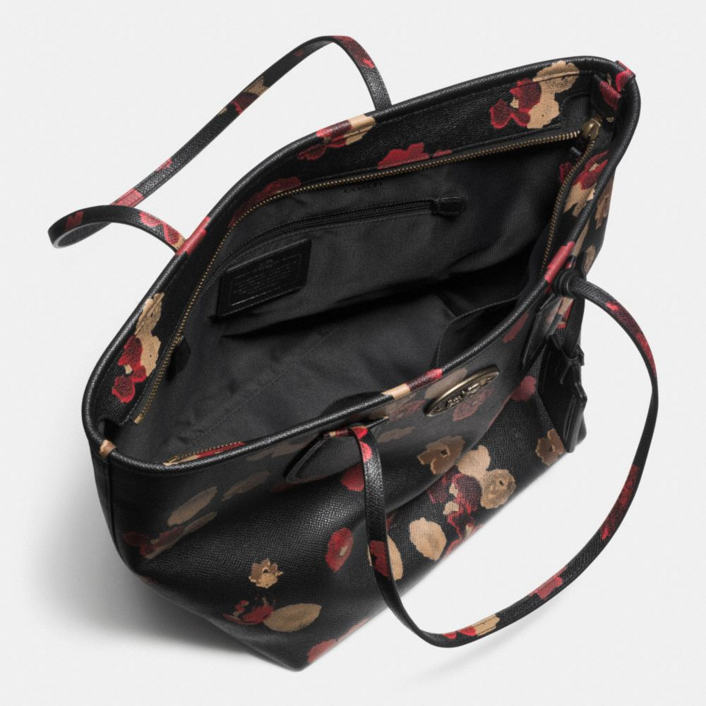 Lyst - Coach Taxi Zip Top Tote In Floral Print Leather in Black