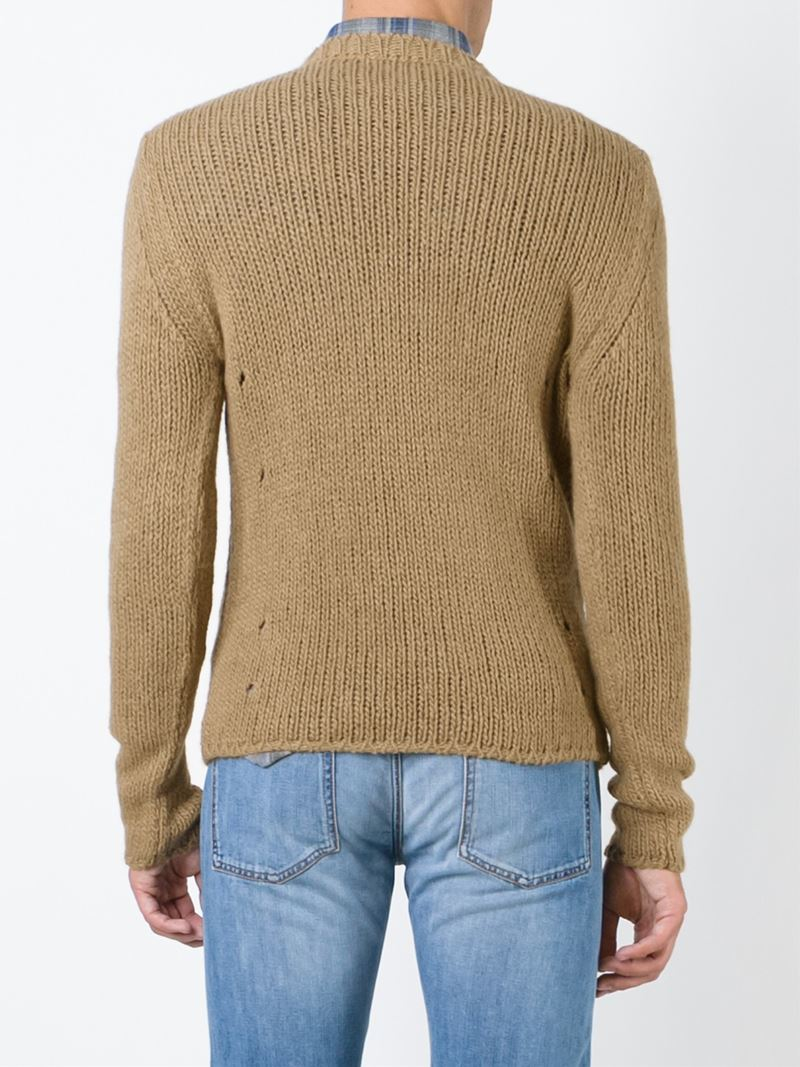 Lyst - Ermanno Scervino Ribbed Knit Sweater in Natural for Men