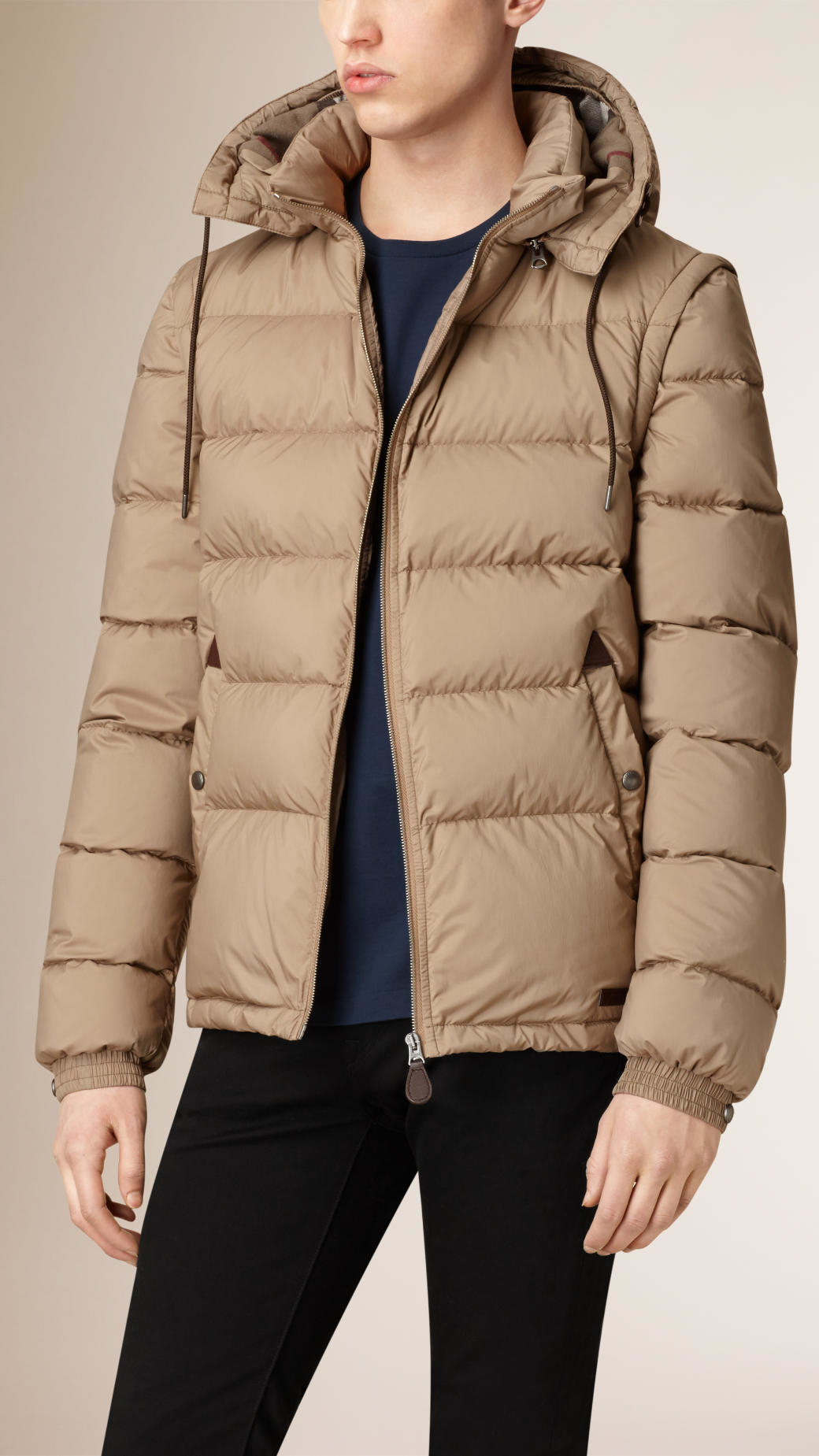 Burberry Puffer Jacket With Removable Sleeves Taupe Brown in Brown for ...