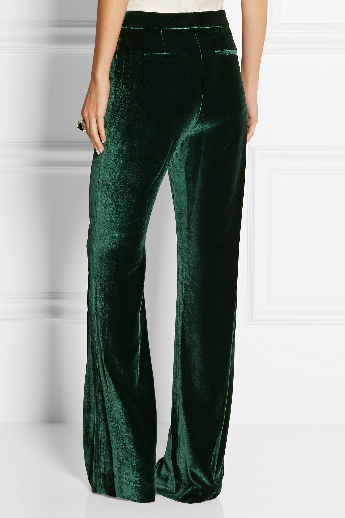 Cushnie et Ochs Velvet Wide-leg Pants in Emerald (Green) - Lyst
