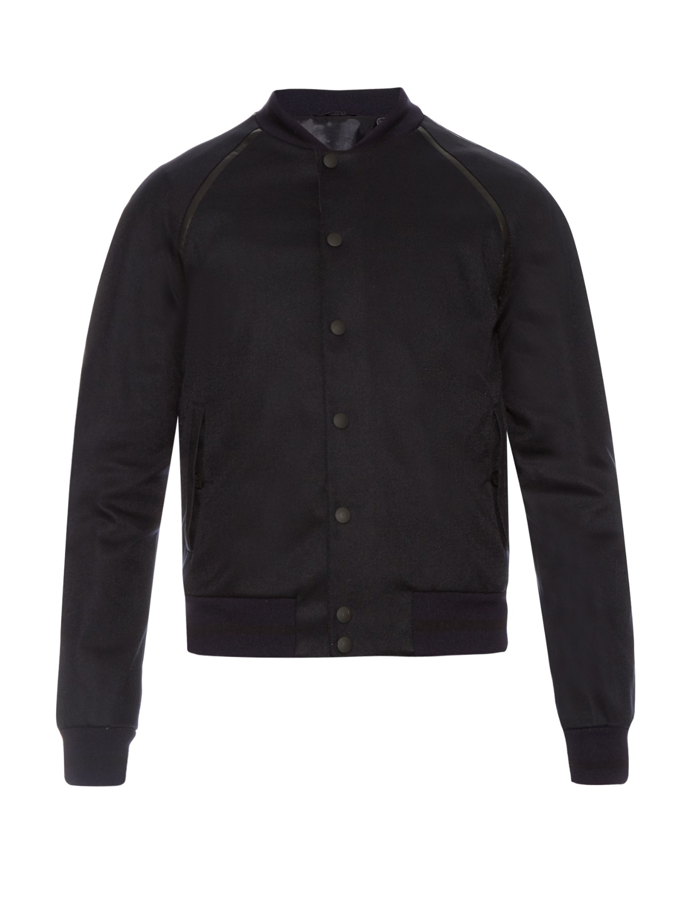 Alexander Mcqueen Leather Trim Varsity Jacket In Blue For Men Lyst Gallery