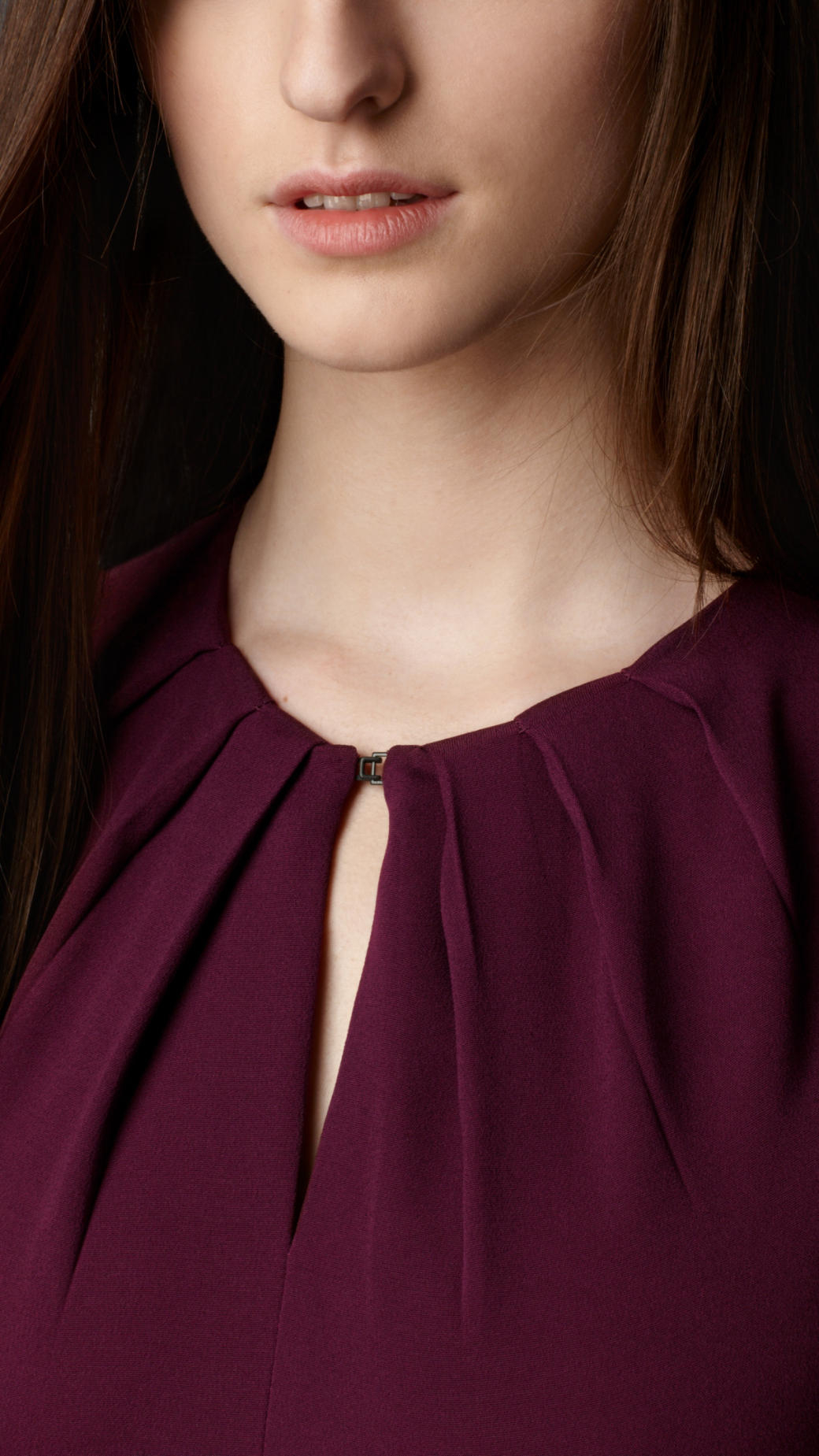 Lyst Burberry Pleat Neck Tailored Dress in Purple