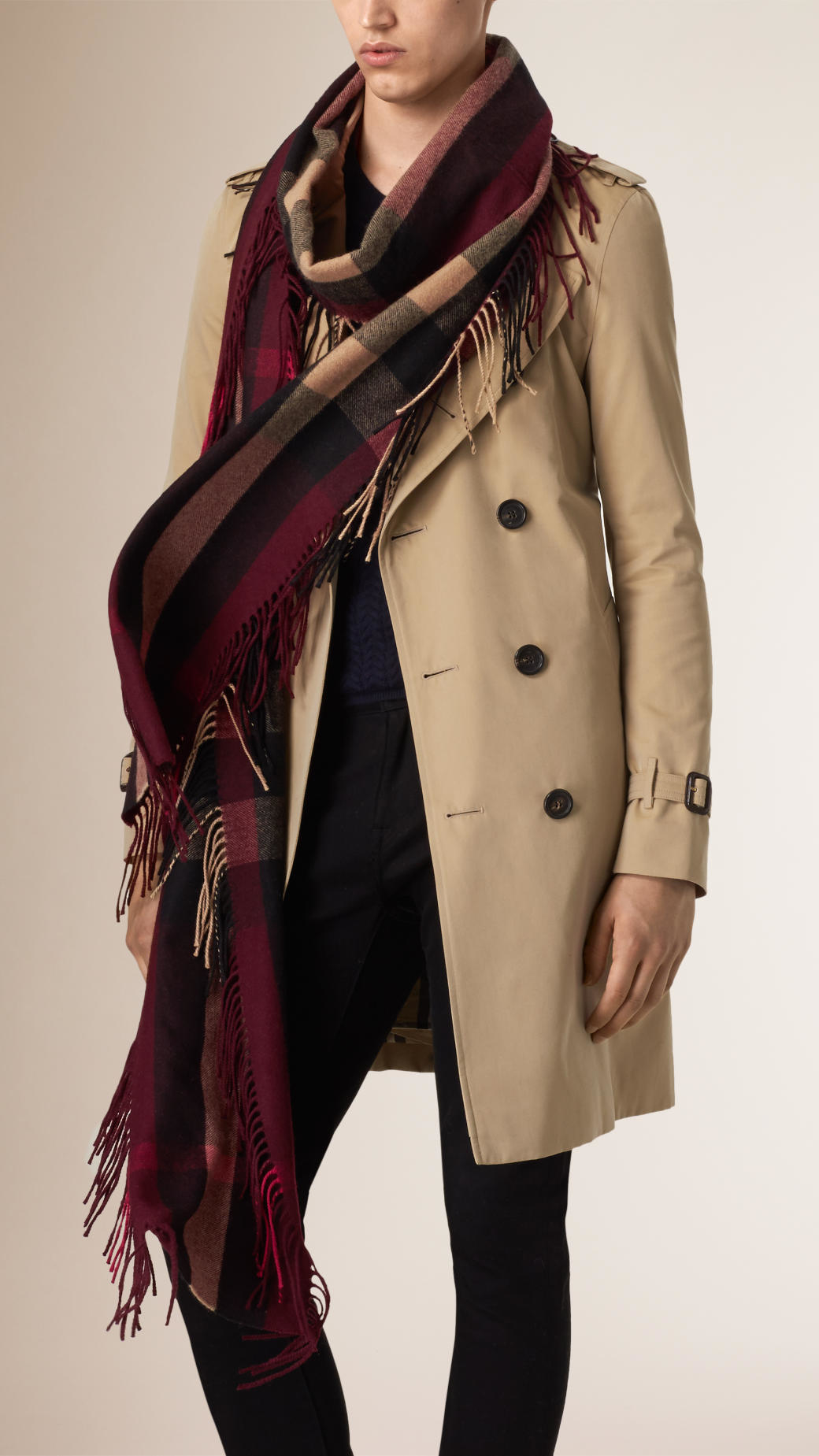 burberry double fringe scarf