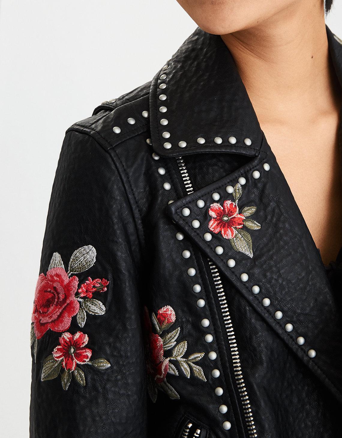 Lyst American Eagle Ae Embroidered Studded Faux Leather Moto Gallery Previously Sold At American Eagle Women S