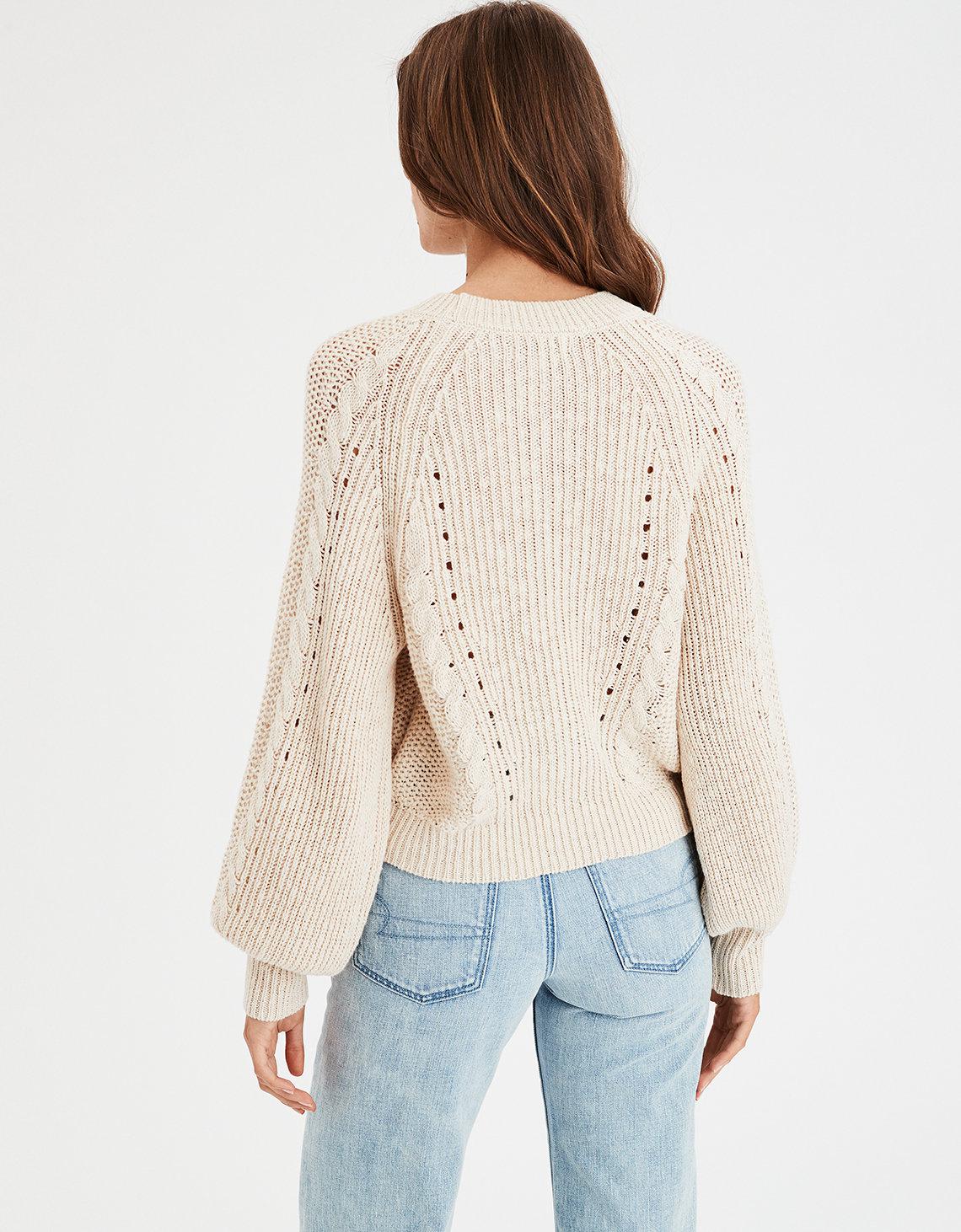 Lyst - American Eagle Ae Chunky Cable Knit Pullover Sweater in Natural