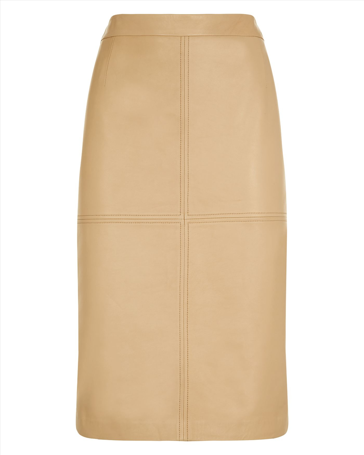 Jaeger Leather Pencil Skirt in Beige (Cuban Sand) | Lyst