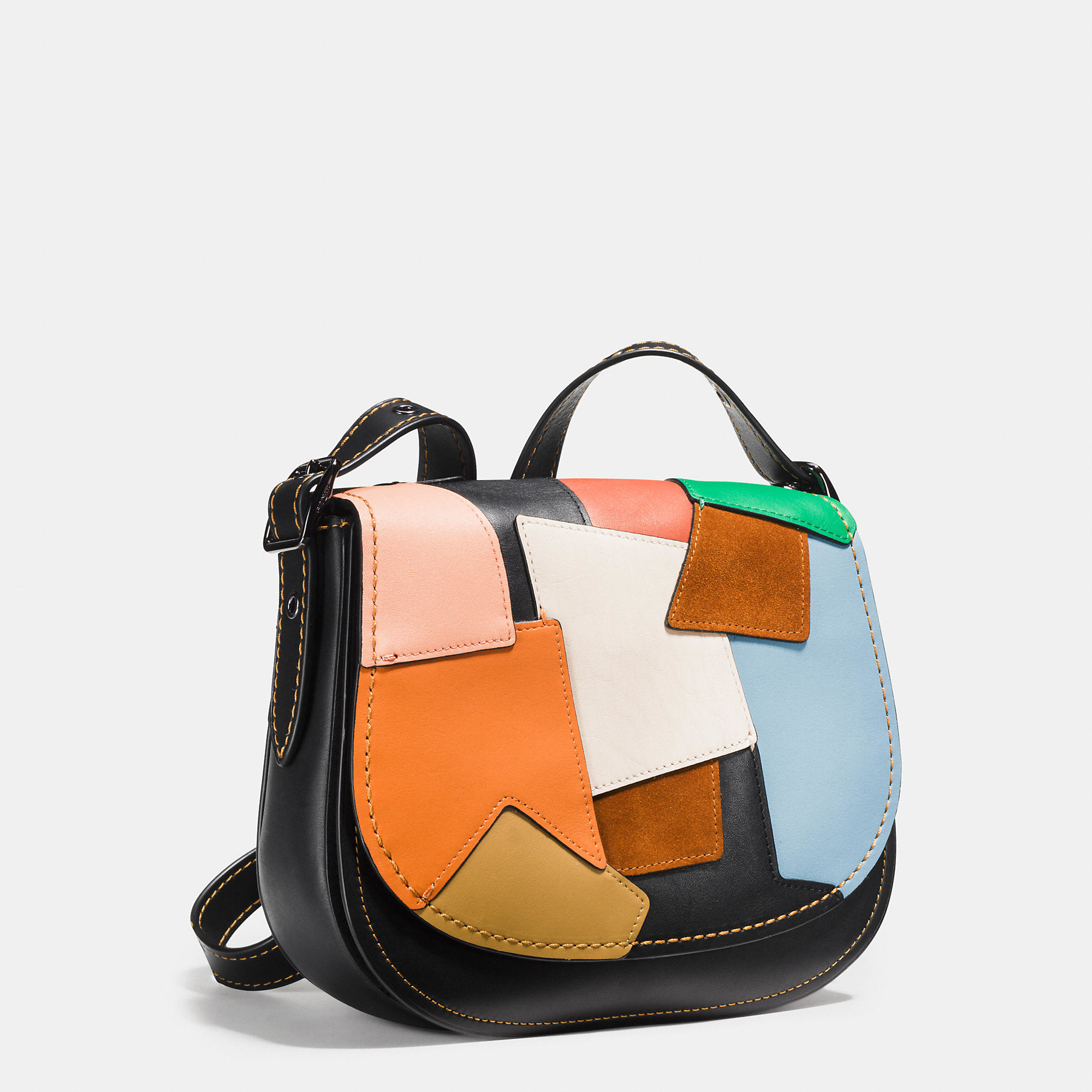 Lyst - Coach Saddle Bag 23 In Patchwork Leather in Black