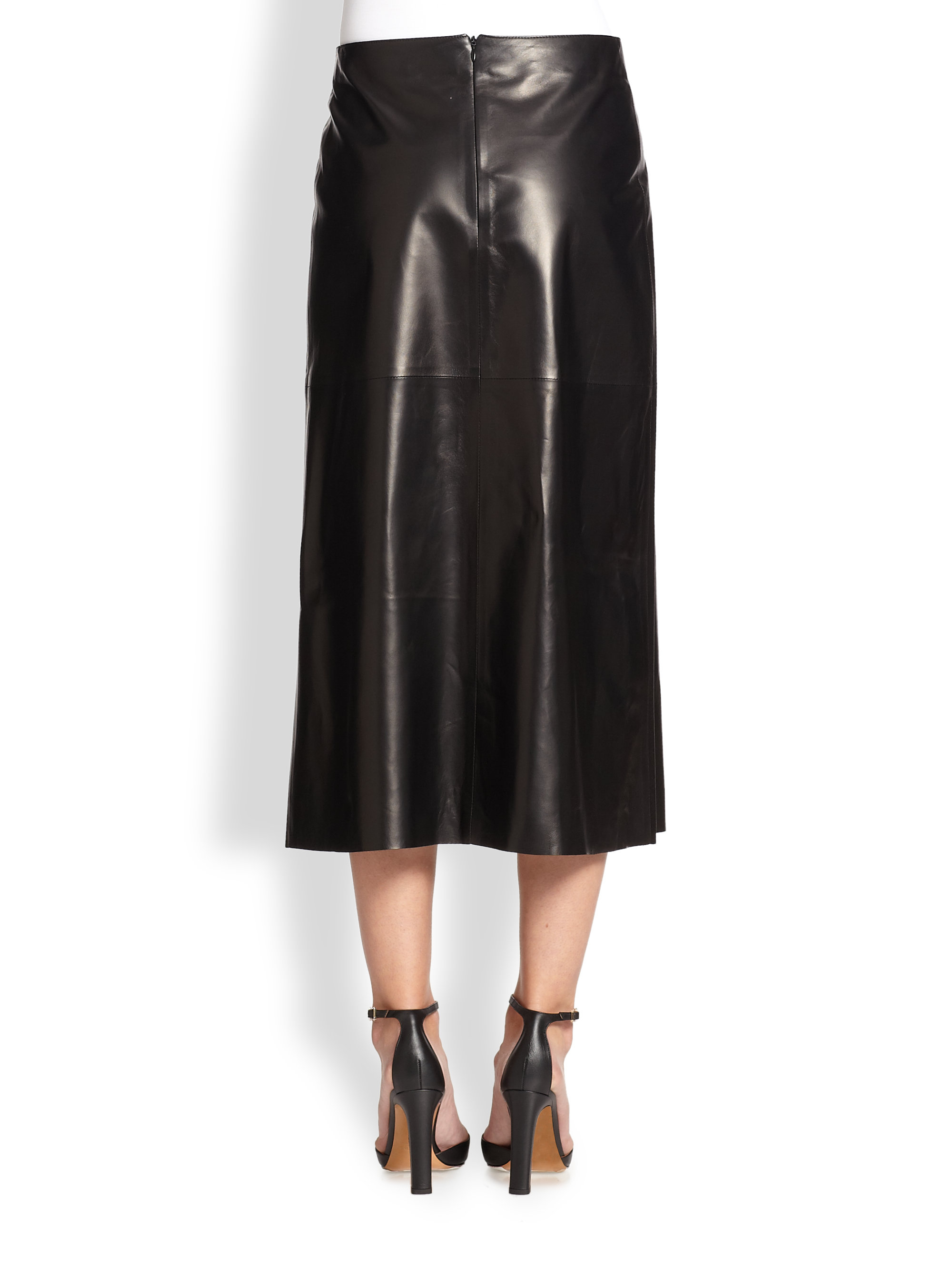 Valentino Paneled Leather Skirt in Black | Lyst