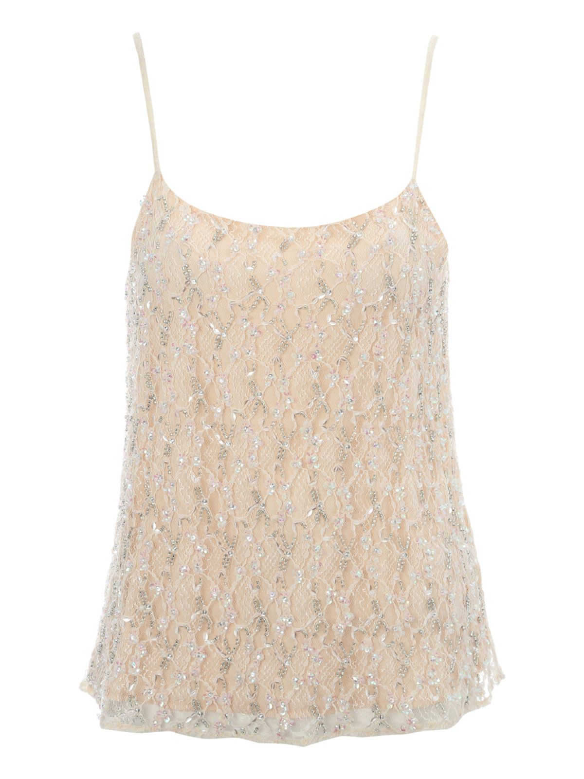 Jane norman Beaded Lace Camisole Top in Pink | Lyst