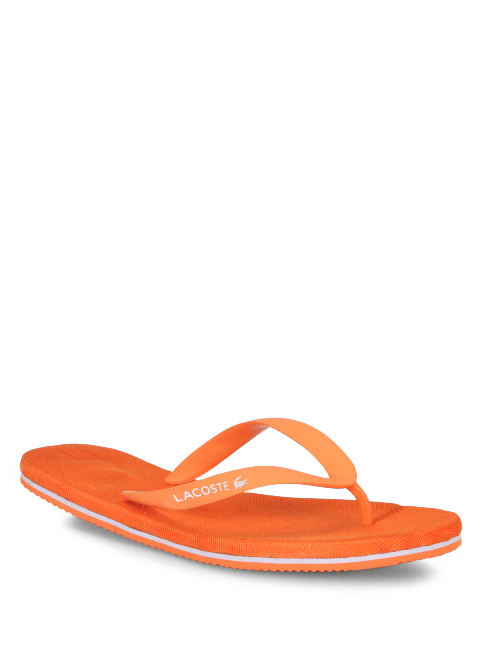 Lyst Lacoste Thong Flip Flops In Orange For Men